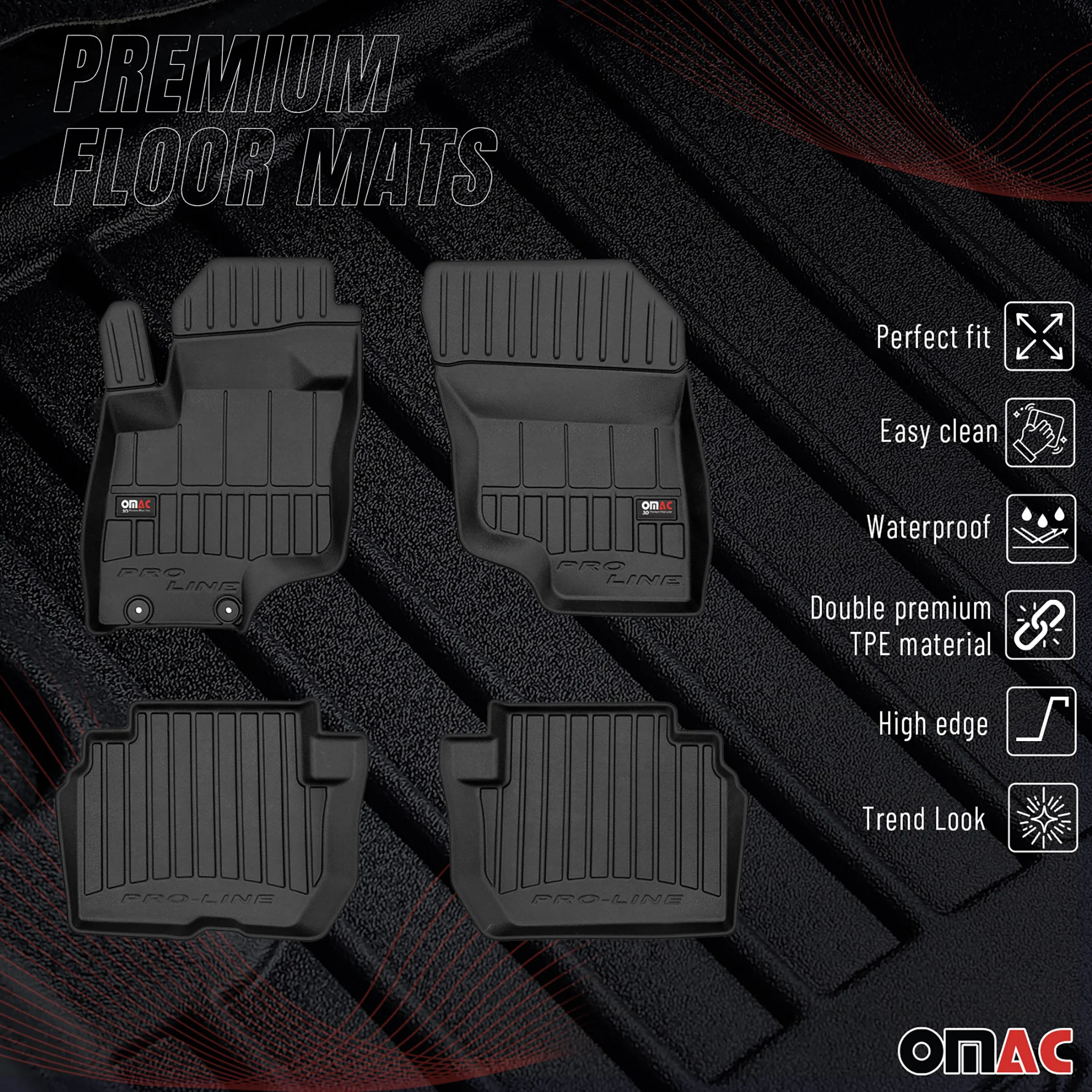 OMAC Gummi Fußmatten für Mitsubishi Eclipse Cross PHEV 2018-2026 Premium TPE 4x - Image 2
