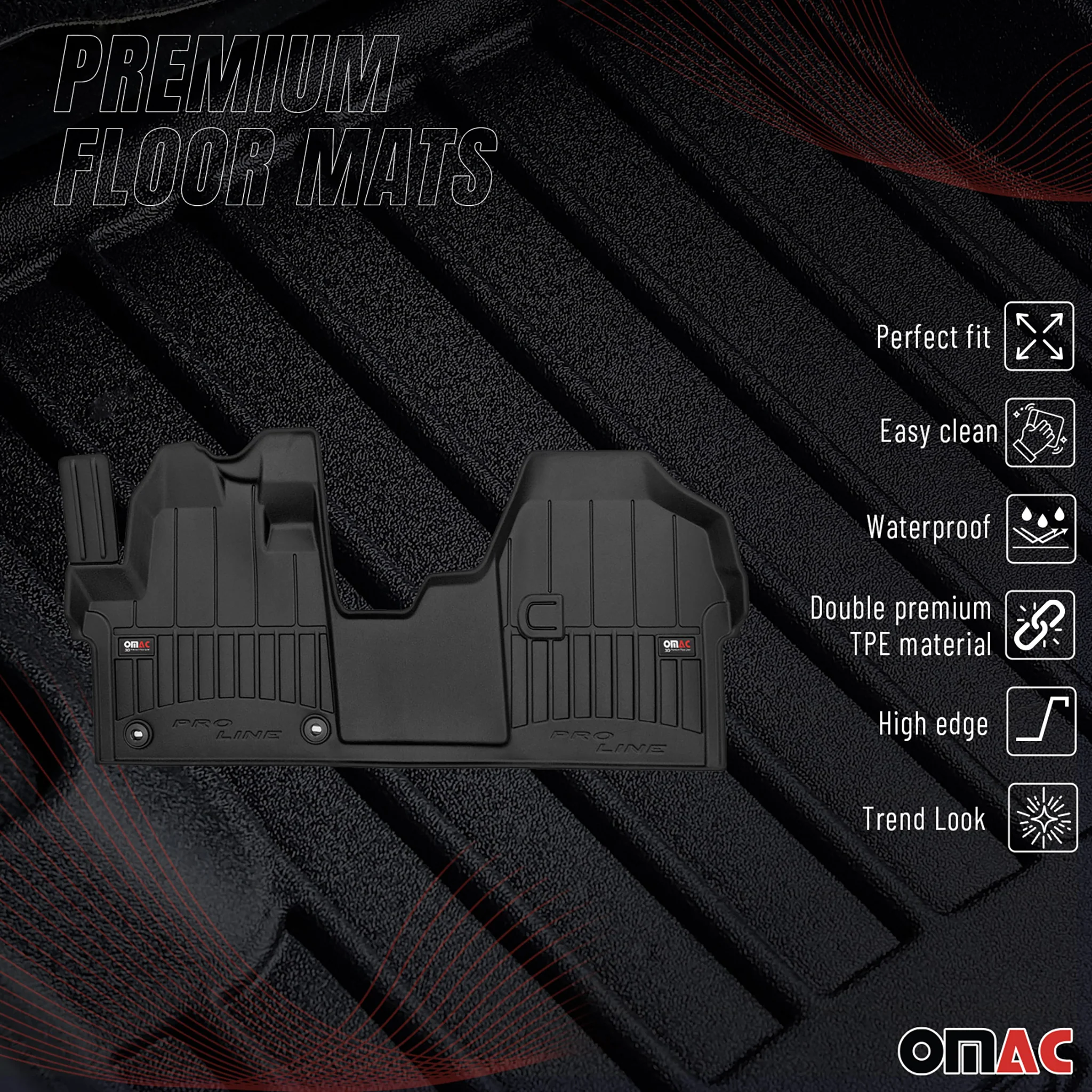 OMAC Gummi Fußmatten für Toyota Proace 2016-2026 Premium TPE Automatten 1tlg - Image 2