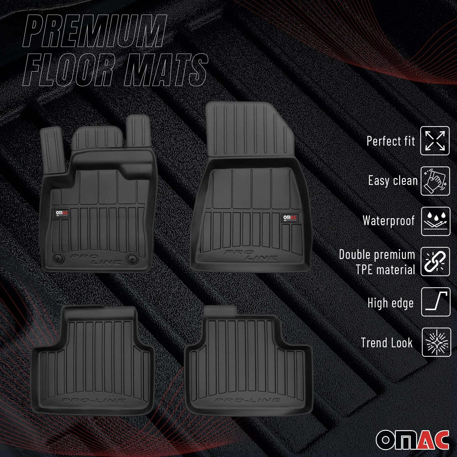 Fußmatten Gummimatten für Volvo XC40 Recharge 2020-2026 Premium Schwarz TPE 4x - Image 2