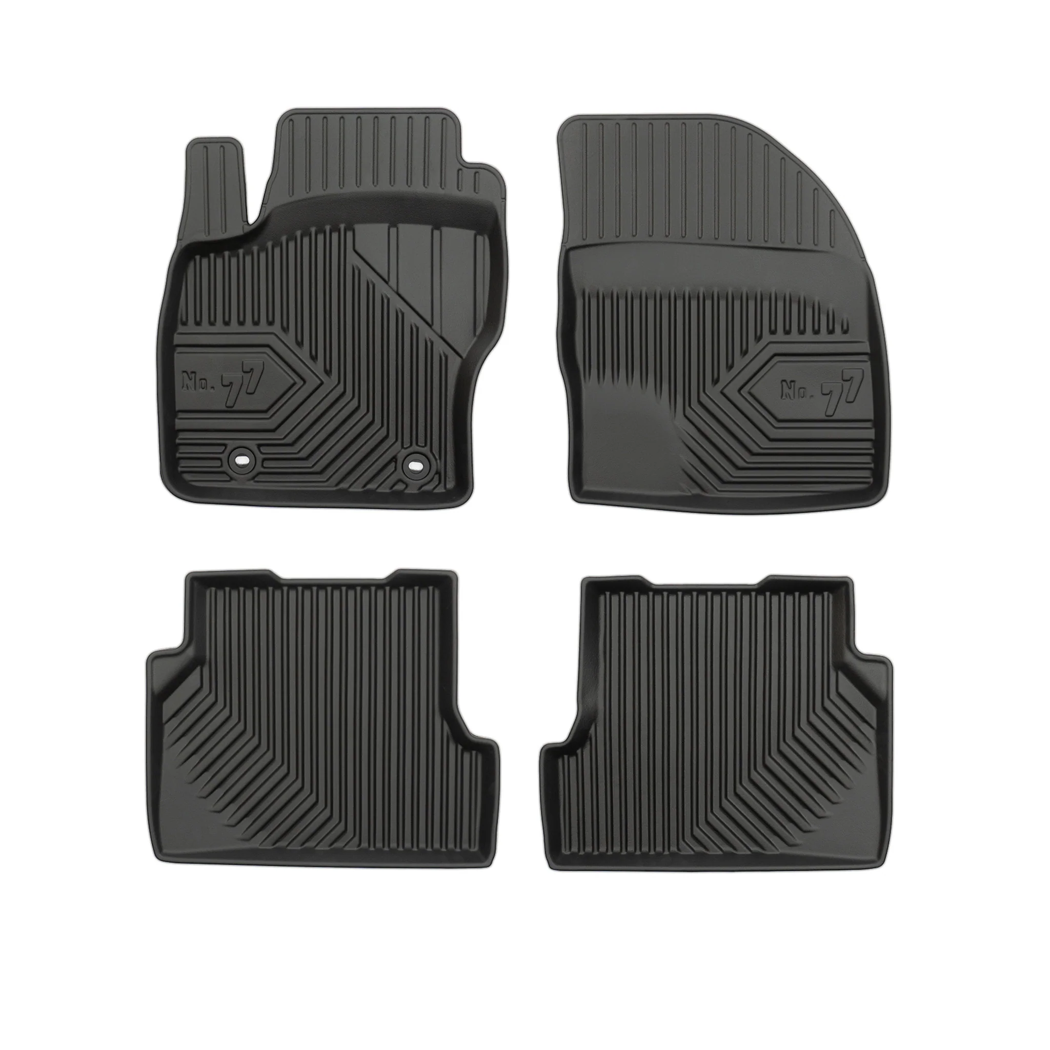 Fußmatten Gummimatten No.77 für Ford Focus mk2 2004-2011 TPE Schwarz 4 Teile