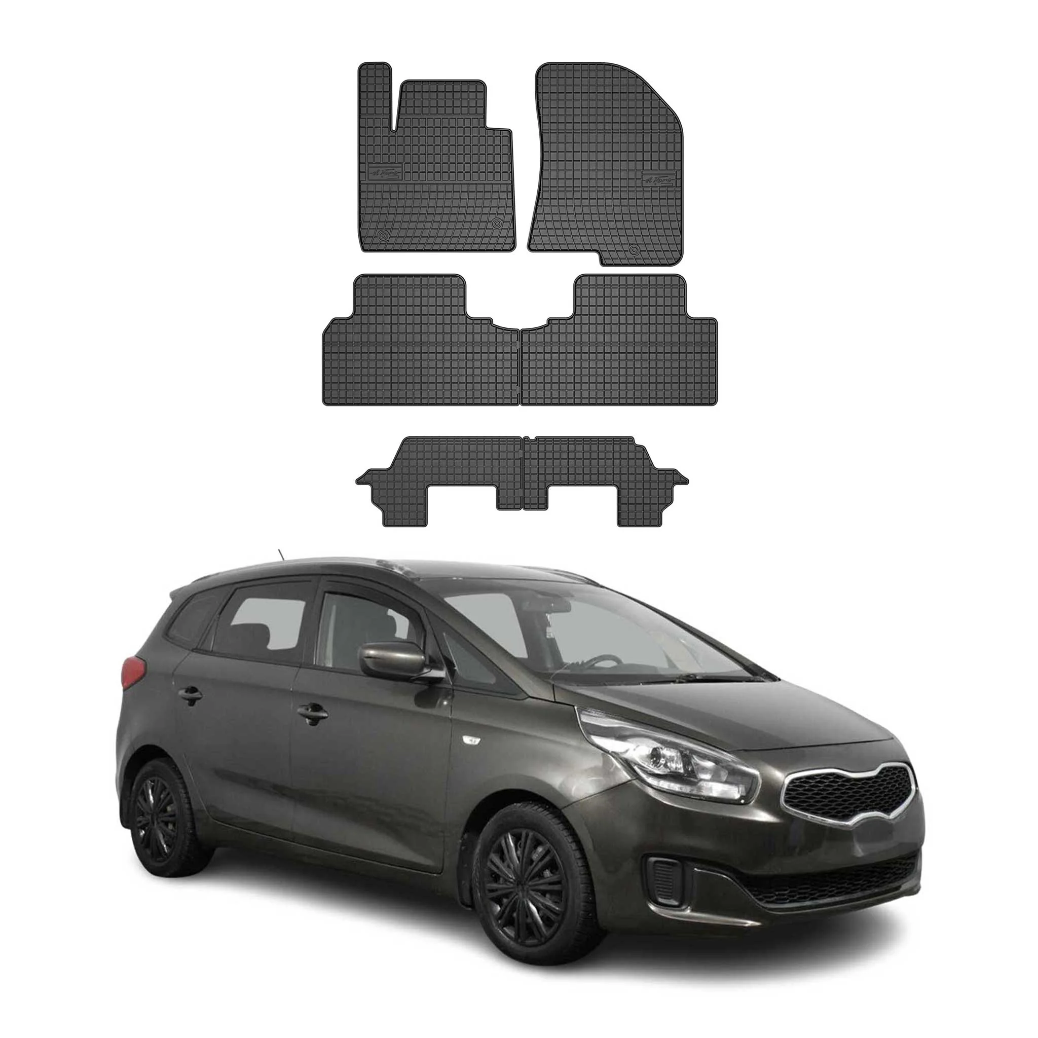 OMAC Gummi Fußmatten für Kia Carens 2013-2019 Automatten Gummi Schwarz 6tlg