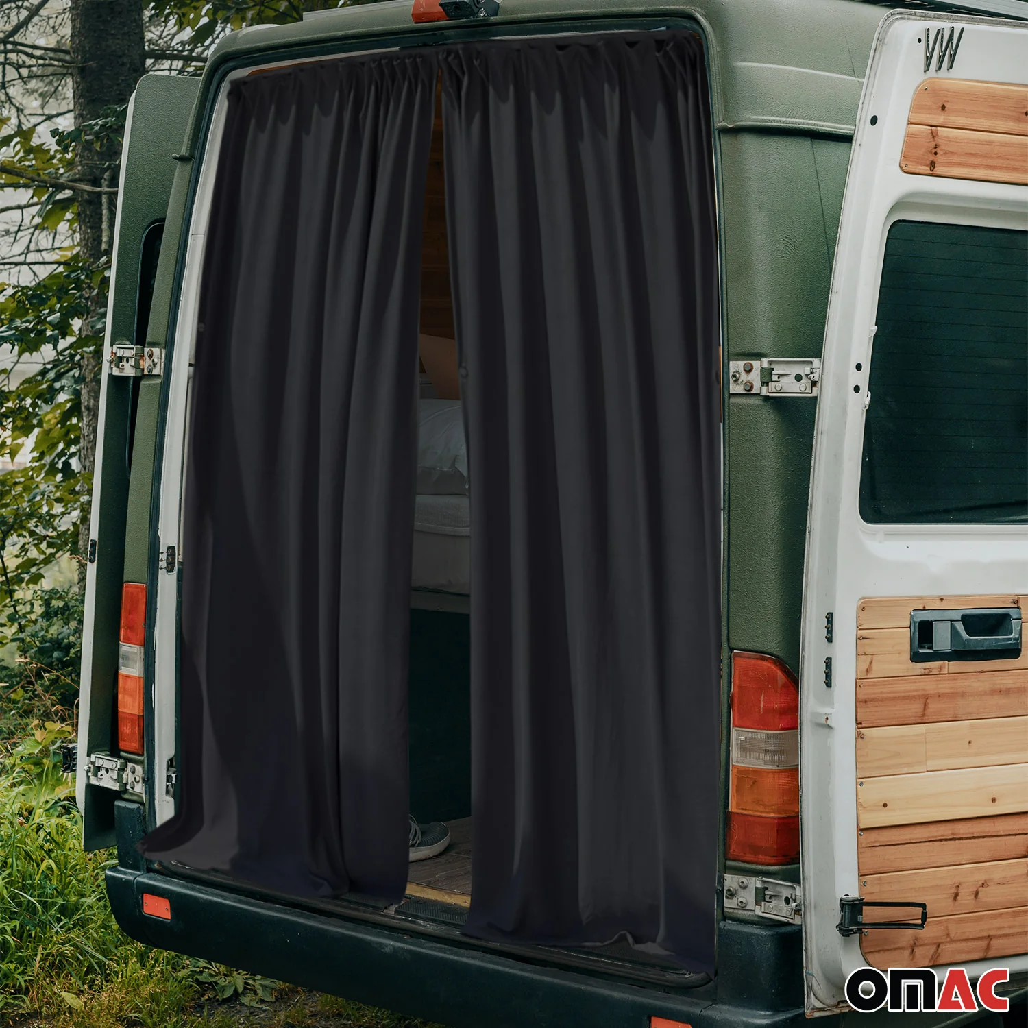 Maß Gardinen Sonnenschutz für Nissan Townstar Heckklappe Vorhänge Schwarz - Image 2