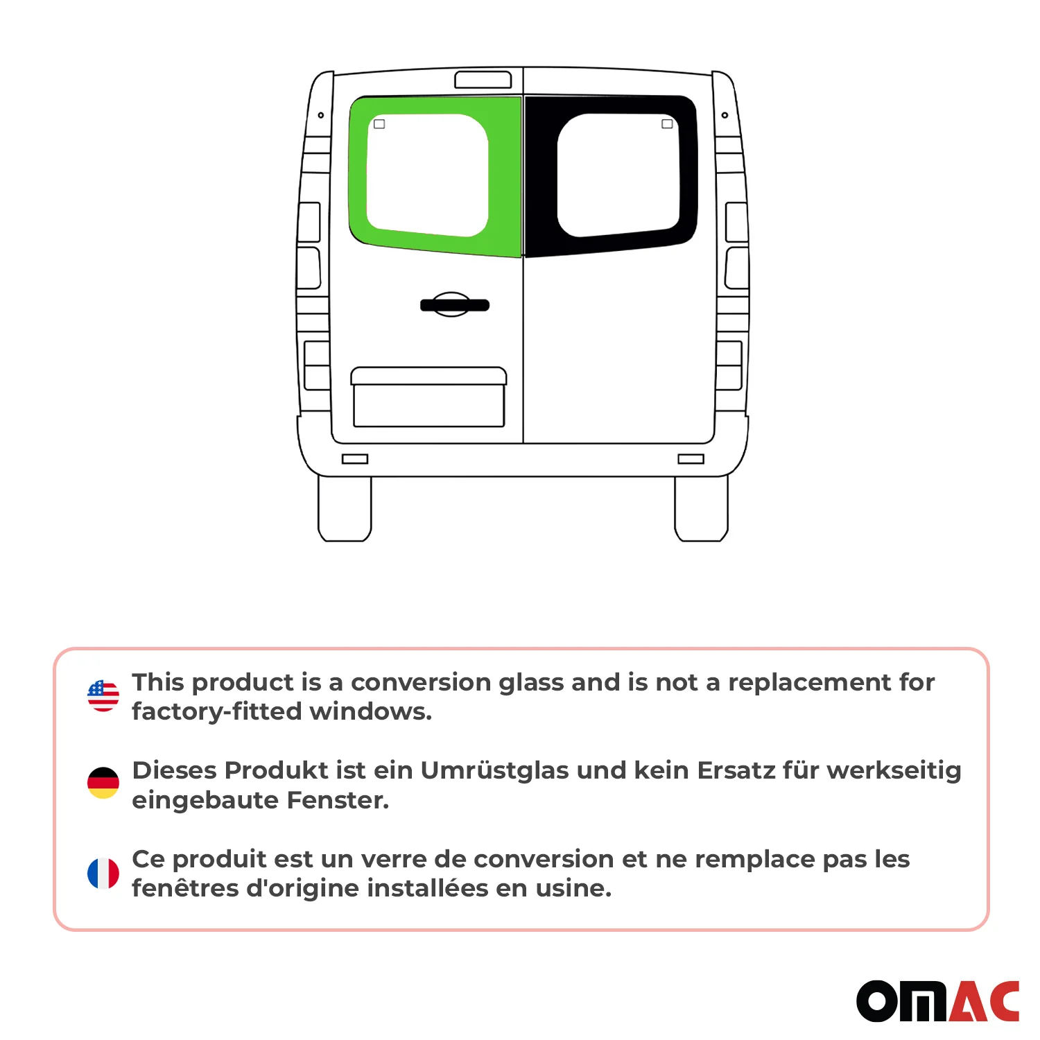 Heckscheibe Fenster für Mercedes Vito W447 2014-2026 Doppelflügeltür Links L2 L3 - Image 2