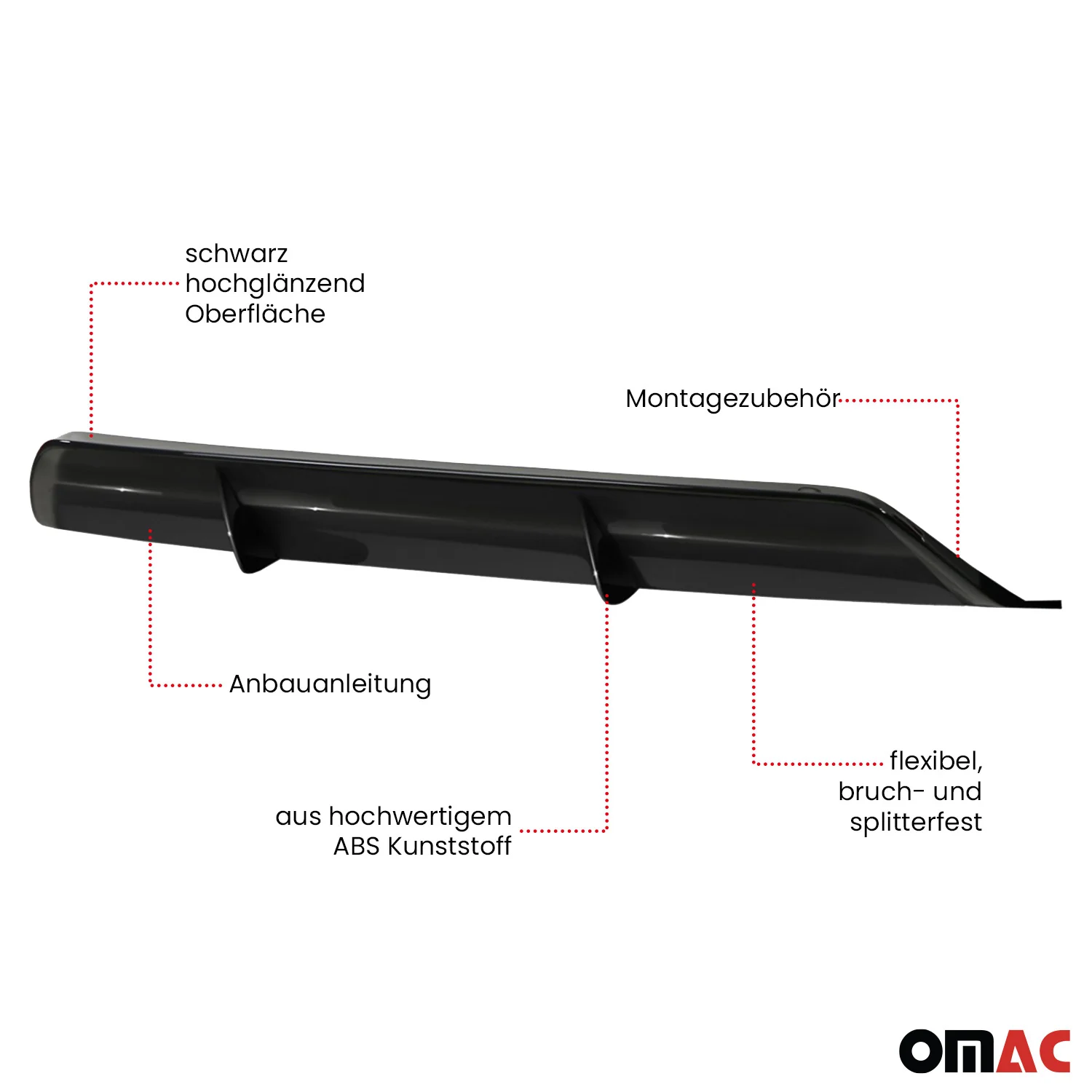 RDX Heckschürzenansatz Diffuser für Seat Leon 5F 5 trg 2013-2017 ABS Schwarz - Image 4