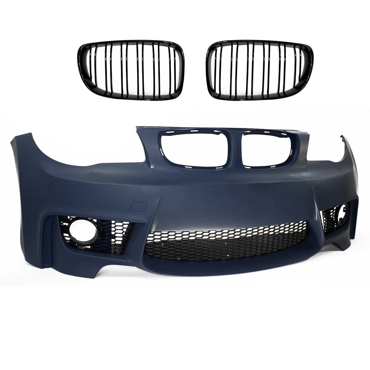 JOM Frontstoßstange für BMW E81/E82/E87/E88 2004-2013 Doppelrippen Grill Schwarz - Image 2