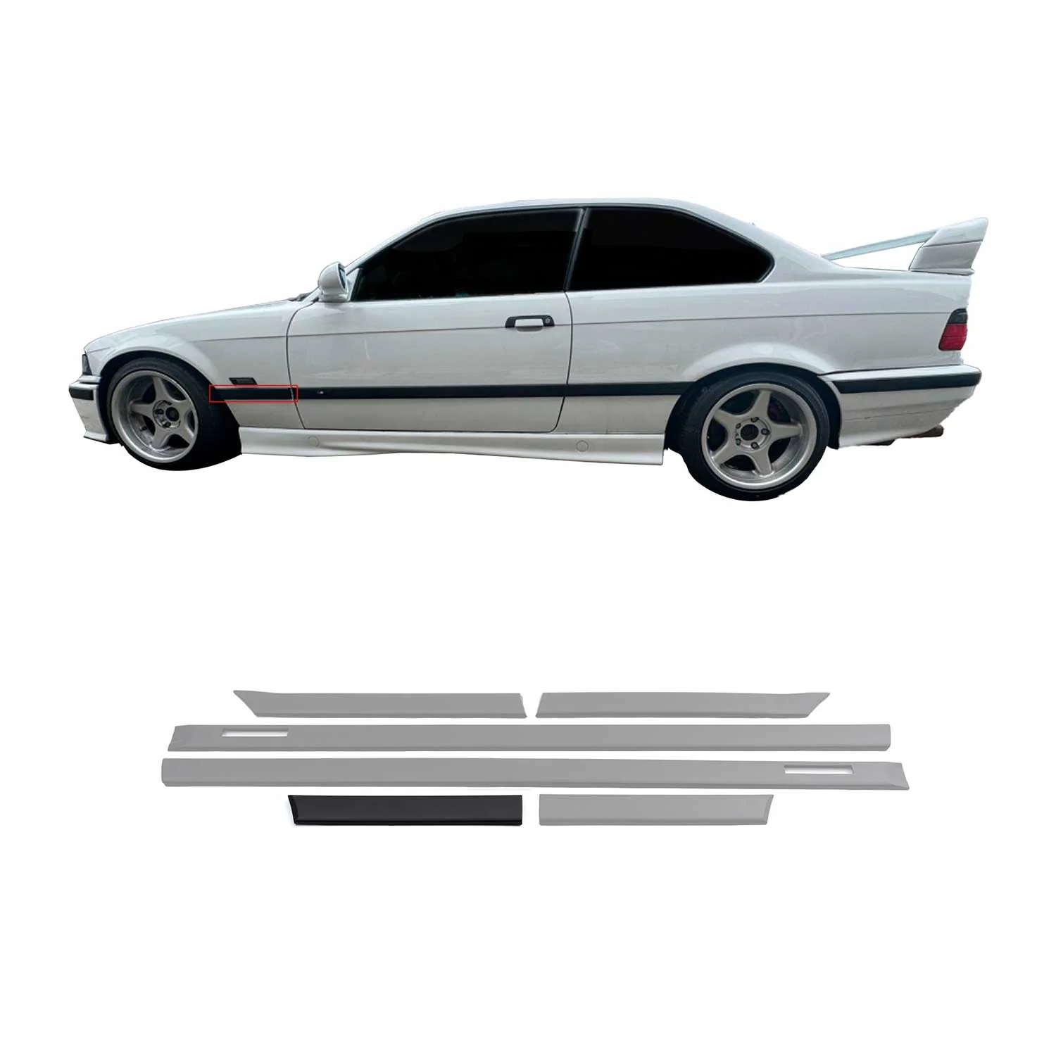 JOM Seitenleisten Türleisten für BMW 3er E36 Coupe Cabrio schwarz 6tlg