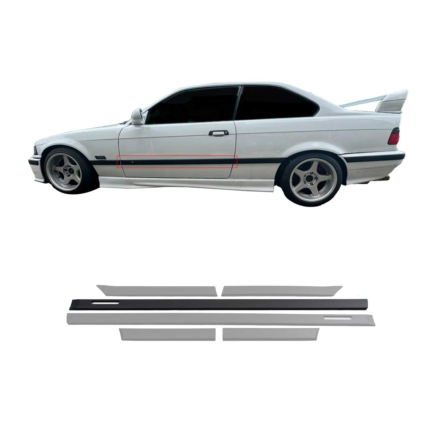 JOM Seitenleisten Türleisten für BMW 3er E36 Coupe Cabrio schwarz 6tlg - Image 2