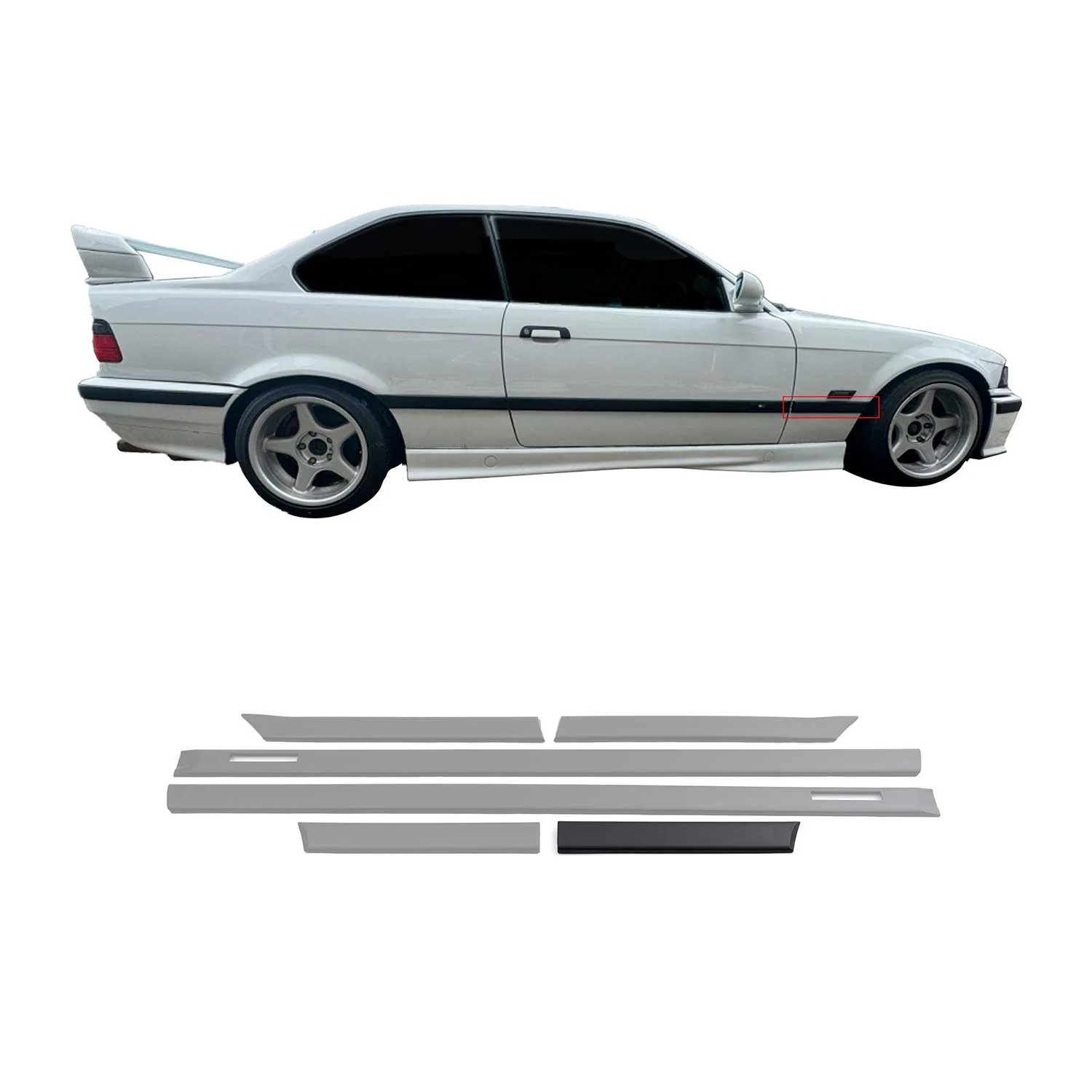 JOM Seitenleisten Türleisten für BMW 3er E36 Coupe Cabrio schwarz 6tlg - Image 4