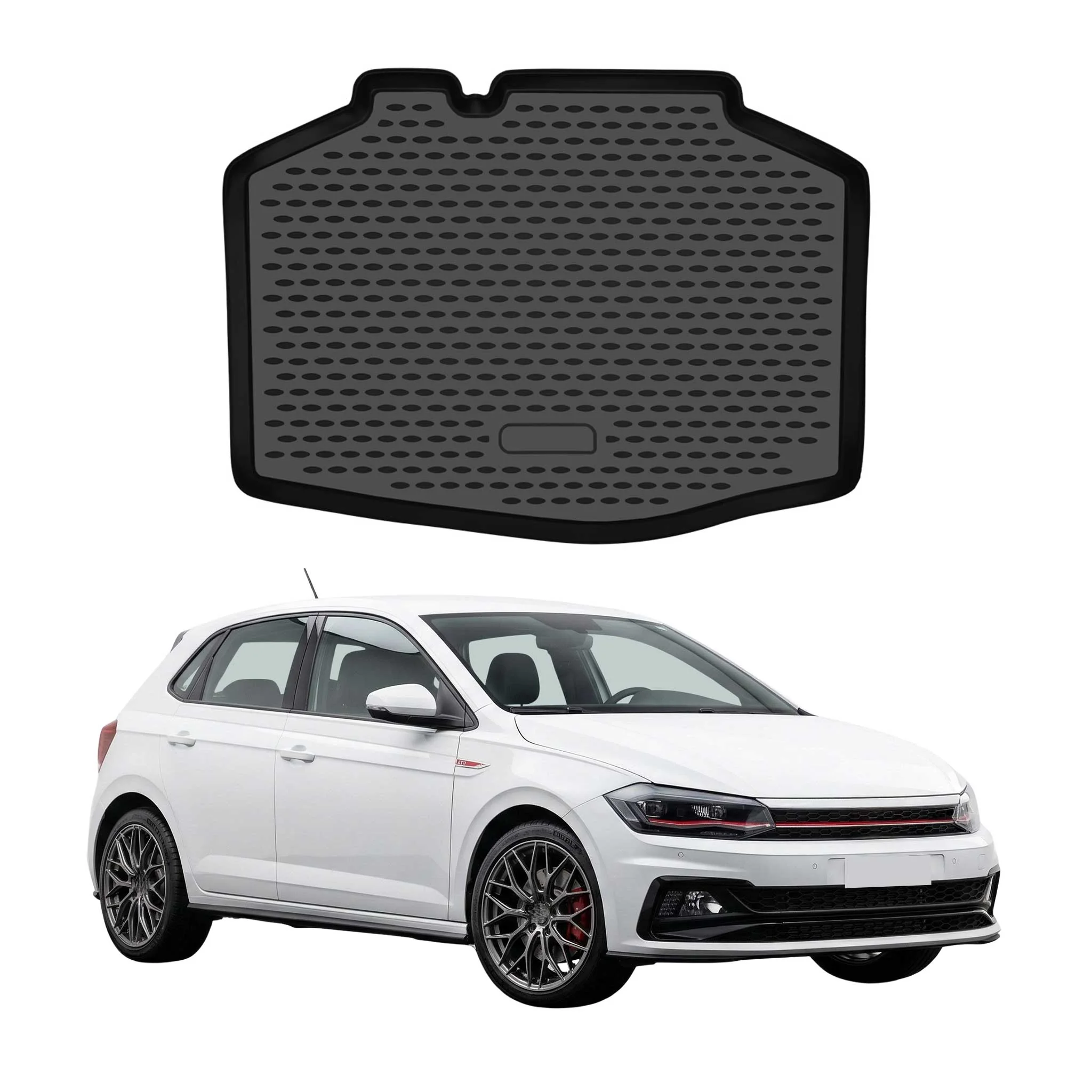 Kofferraummatte Laderaumwanne für VW Polo mk6 GTI 2017-2021 Pre-FL TPE Schwarz