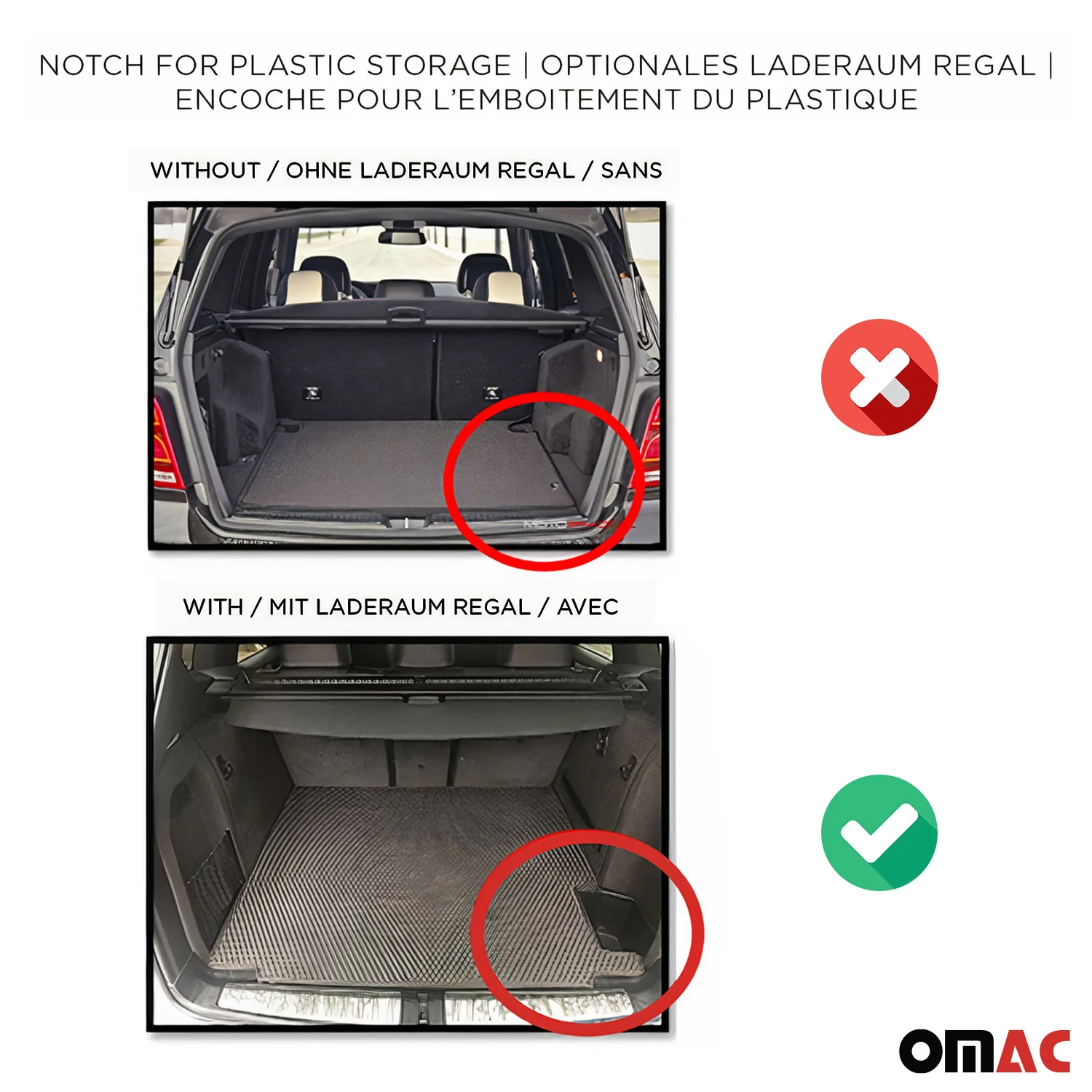 OMAC Gummi Kofferraumwanne für Peugeot 308 Kombi 2013-2021 mit seitlicher Ablage - Image 4