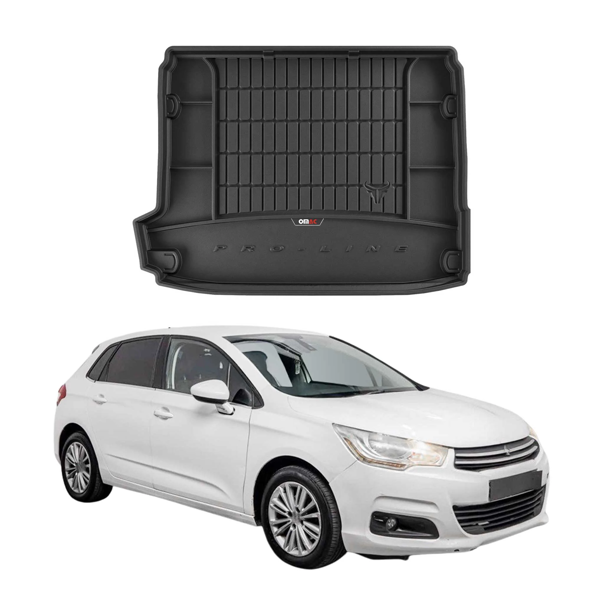 OMAC Gummi Kofferraumwanne für Citroen C4 II 2010-2018 TPE Laderaumwanne Schwarz