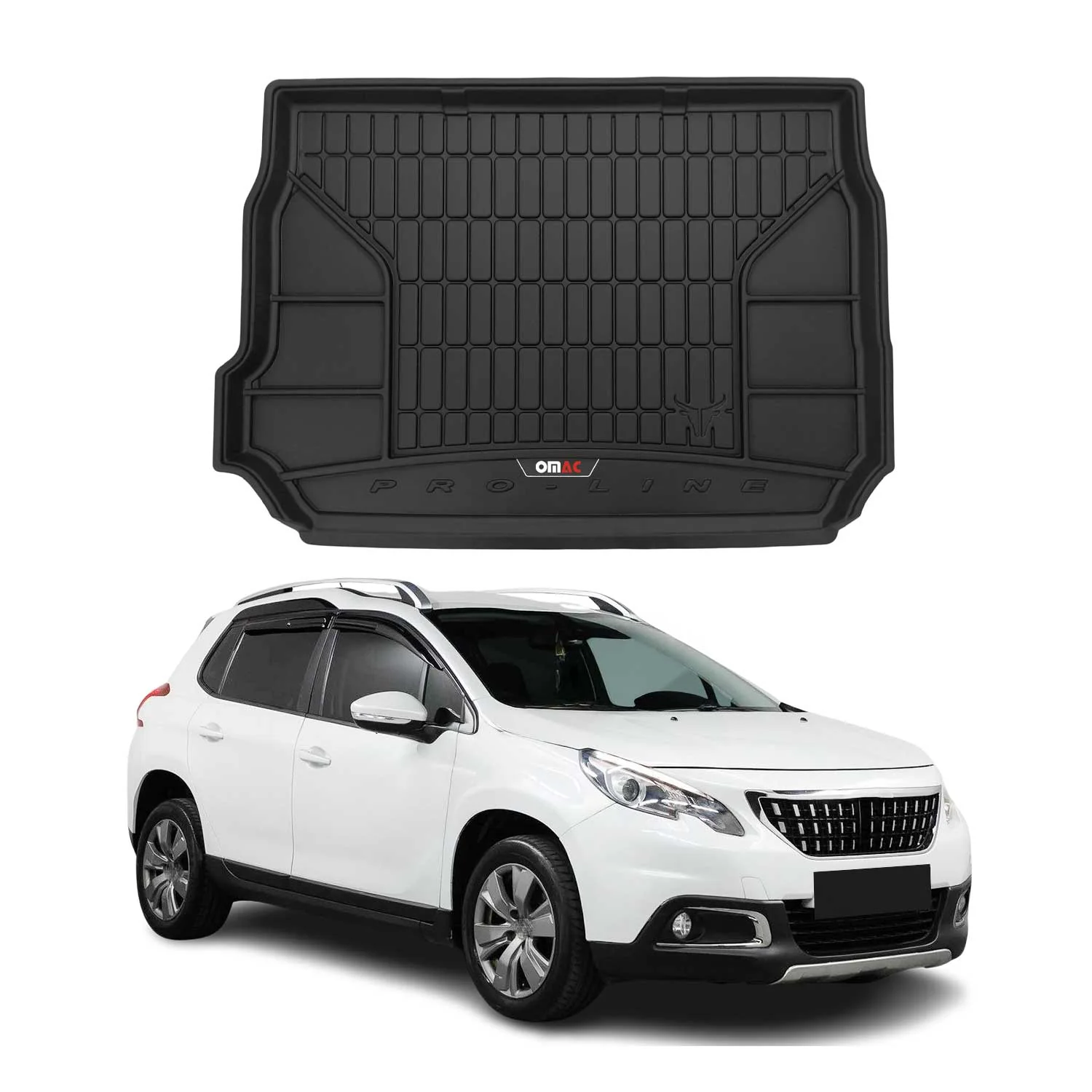 OMAC Gummi Kofferraumwanne für Peugeot 2008 2013-2019 TPE Laderaumwanne Schwarz