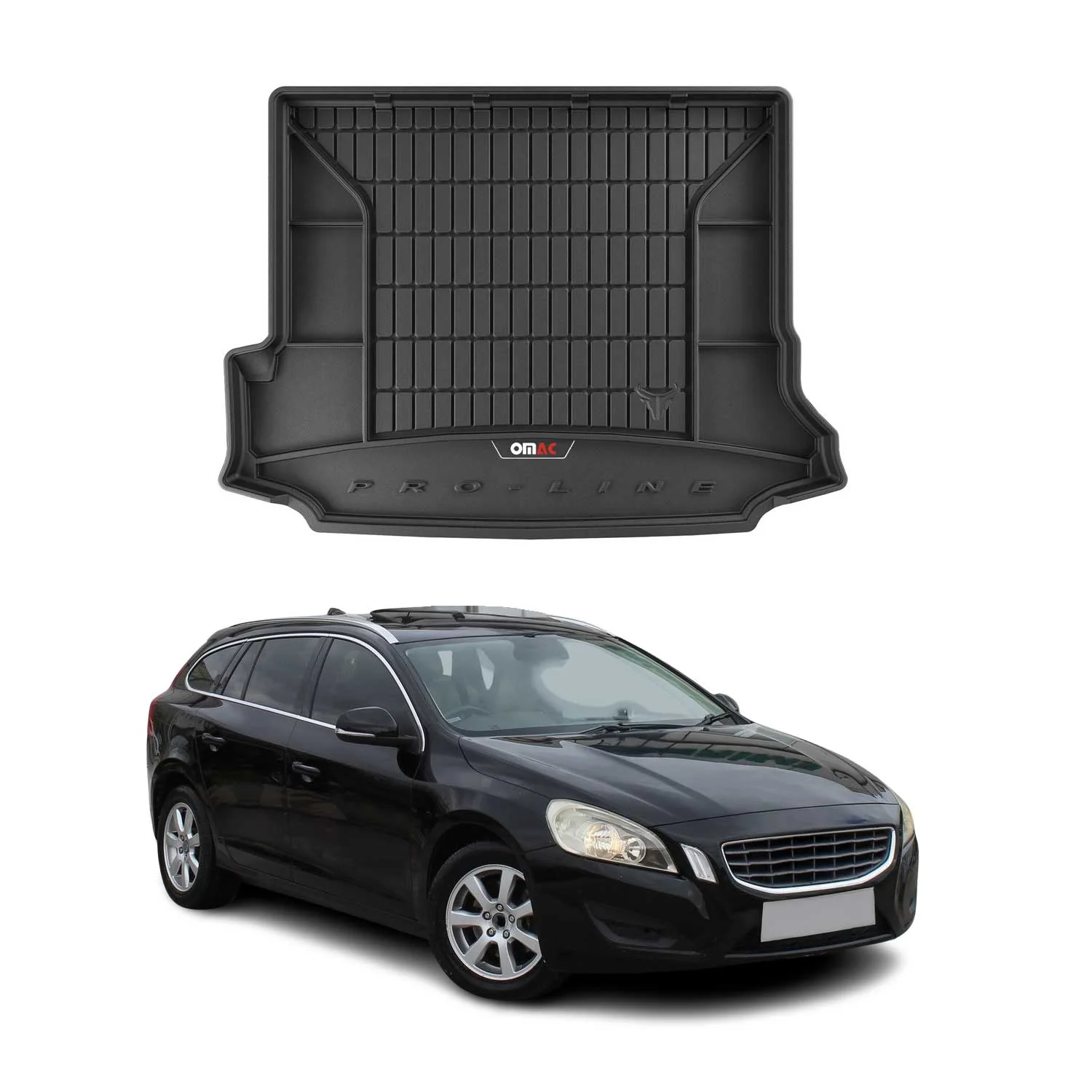 OMAC Gummi Kofferraumwanne für Volvo V60 2011-2018 TPE Laderaumwanne Schwarz