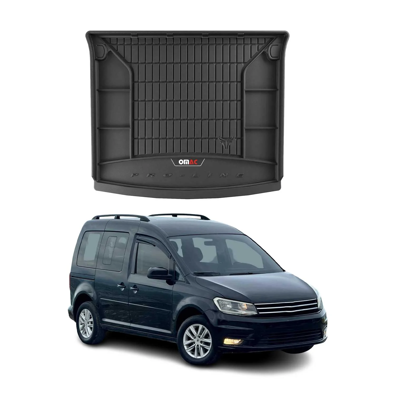 OMAC Gummi Kofferraumwanne für VW Caddy 2015-2020 TPE Laderaumwanne Schwarz