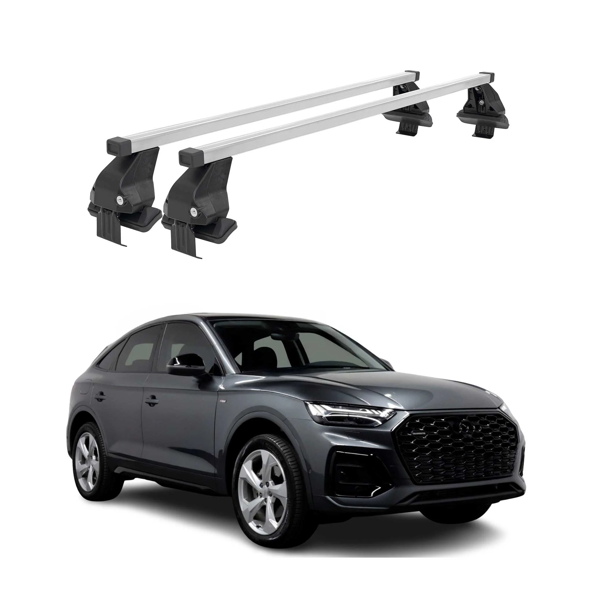 Menabo Dachträger Grundtäger für Audi Q5 mk2 2021-2025 50kg Stahl Silber 2 tlg
