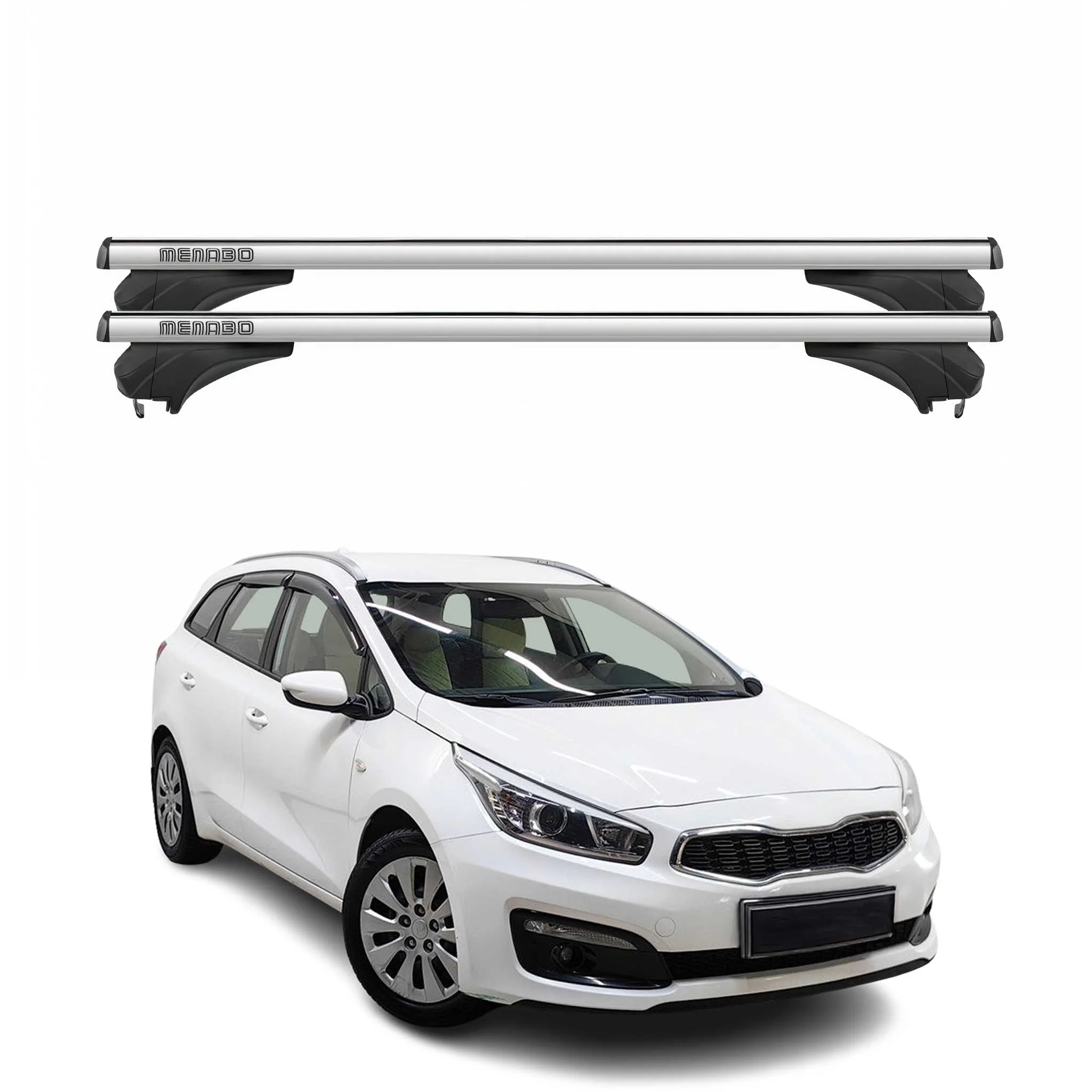 Menabo Dachträger für KIA Cee'D Sportswagon 2012-2018 Aluminium Silber 2 tlg