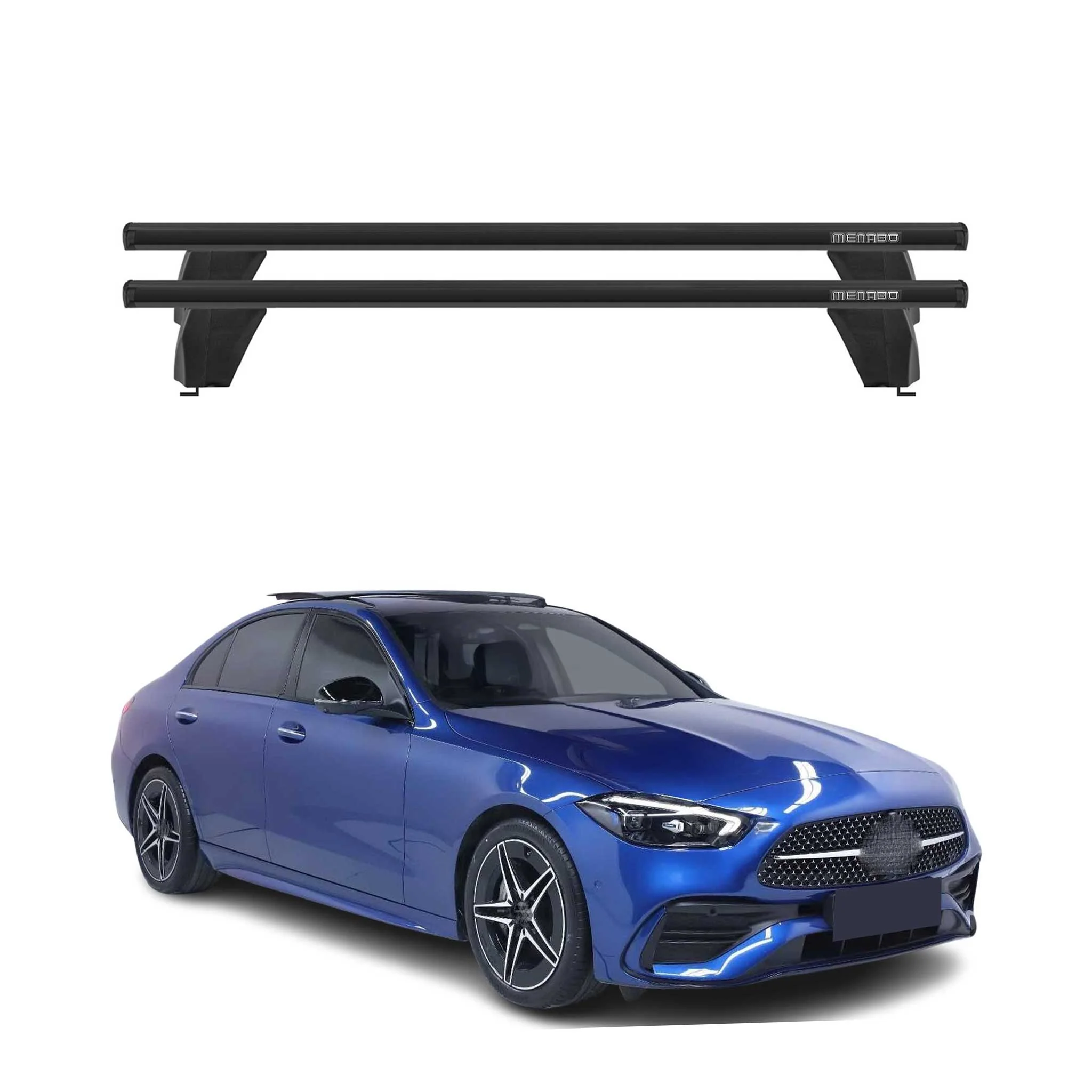 Menabo Dachträger für Mercedes C Klasse W206 Limo 2021-2025 75kg Alu Schwarz 2x