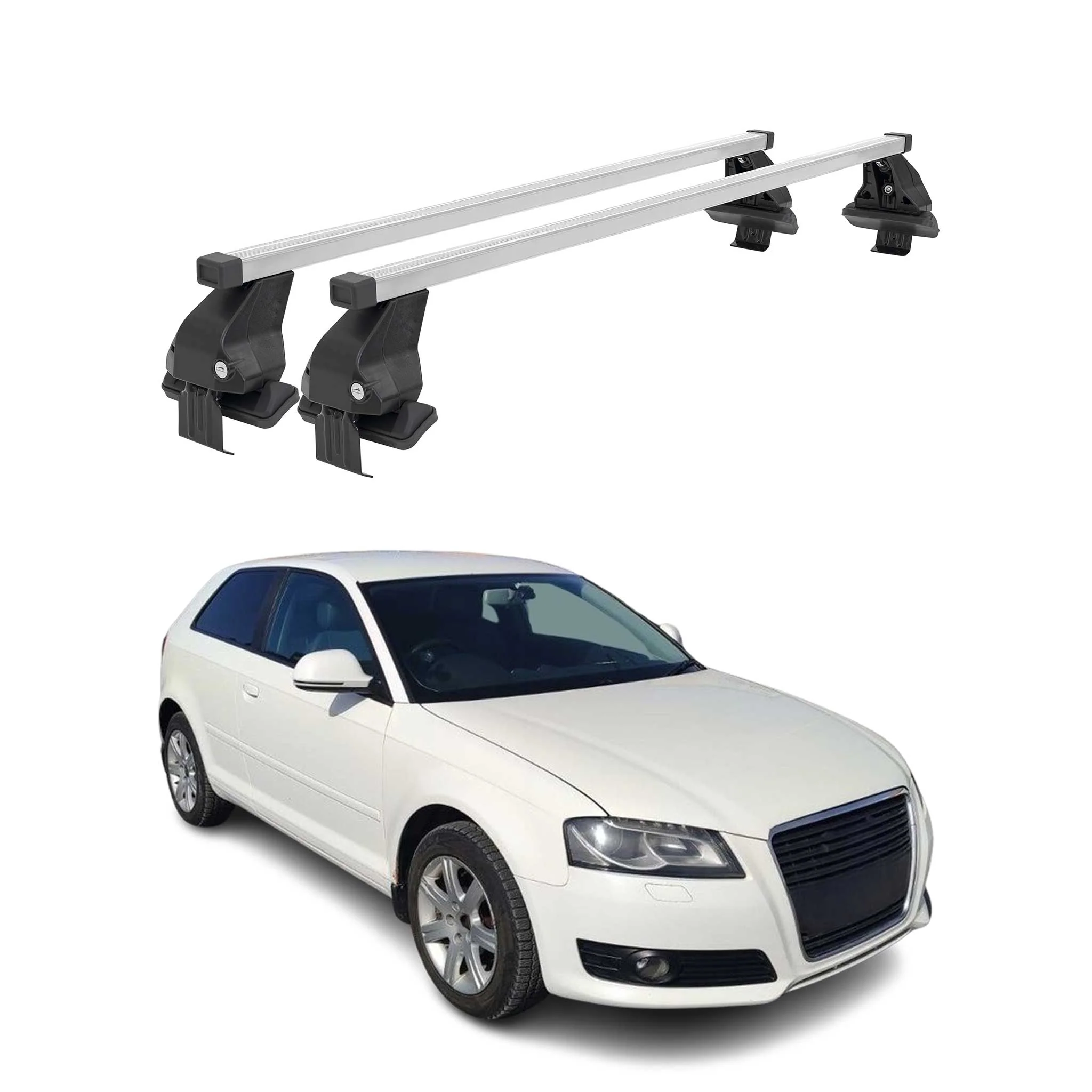 Menabo Dachträger Grundtäger für Audi A3 8P 3tür 2003-2012 50kg Stahl Silber 2x