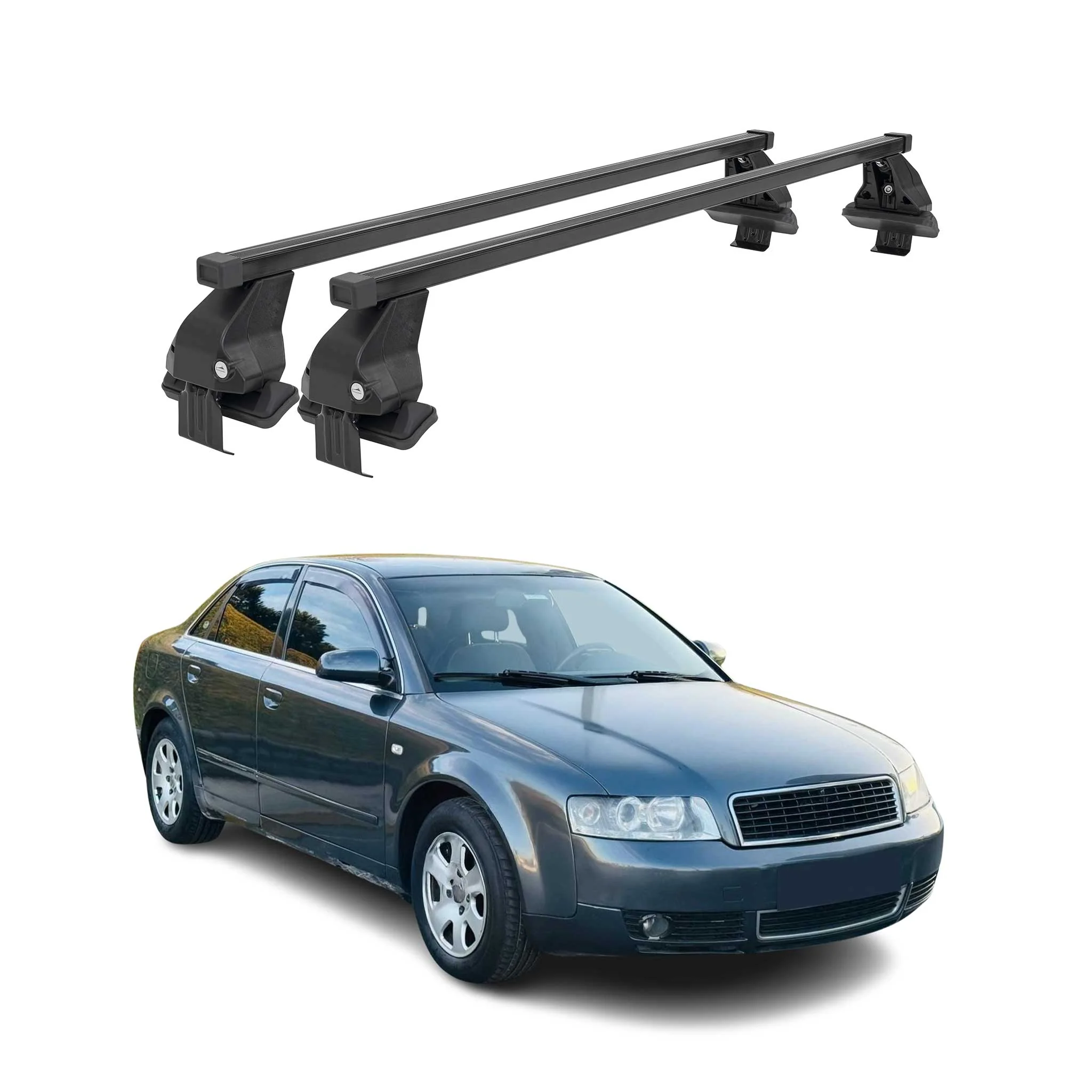 Menabo Dachträger Grundtäger für Audi A4 B6 B7 Limo 2000-2008 50kg Stahl Schwarz