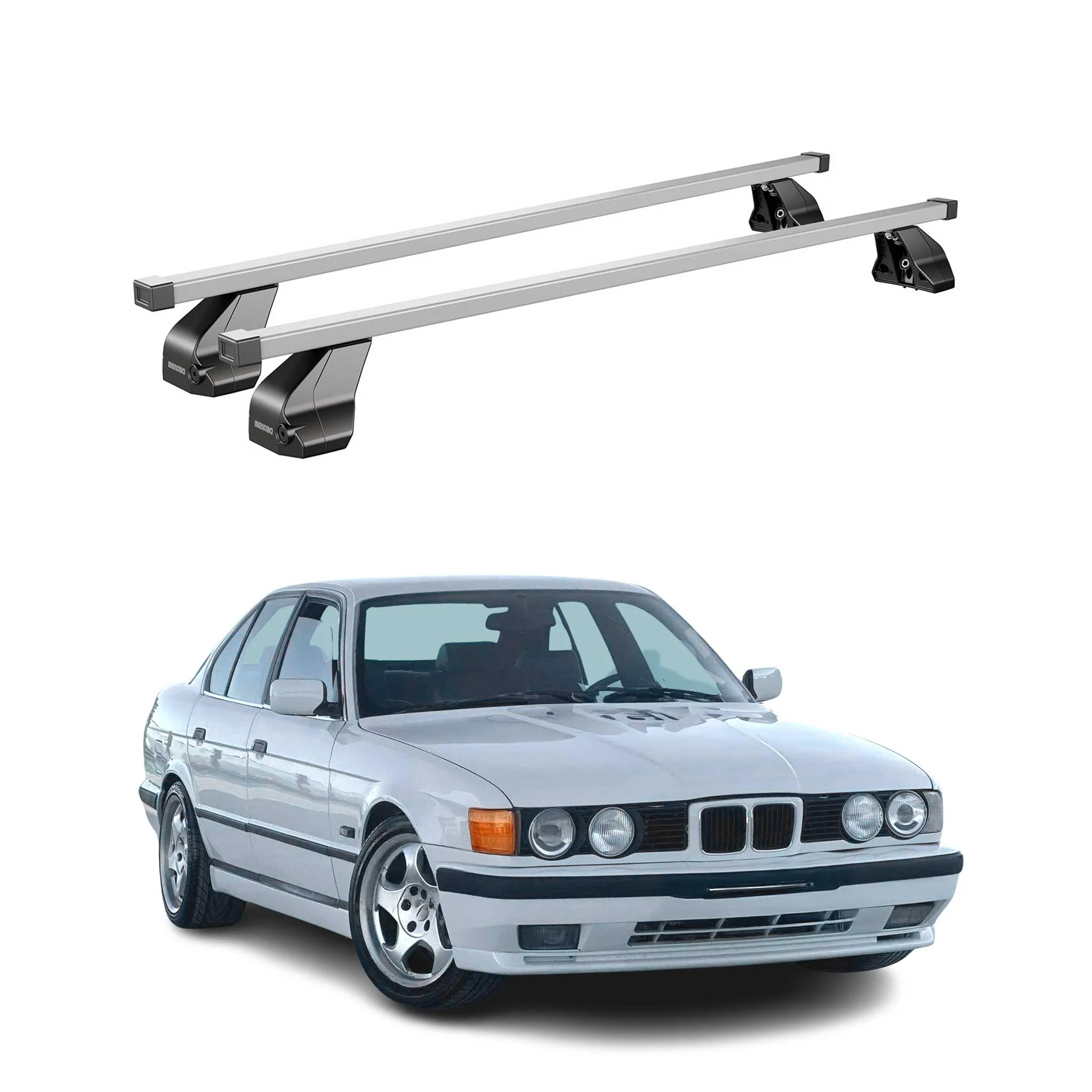 Menabo Dachträger Grundtäger für BMW 5er E39 Limo 1995-2003 75kg Stahl Silber 2x