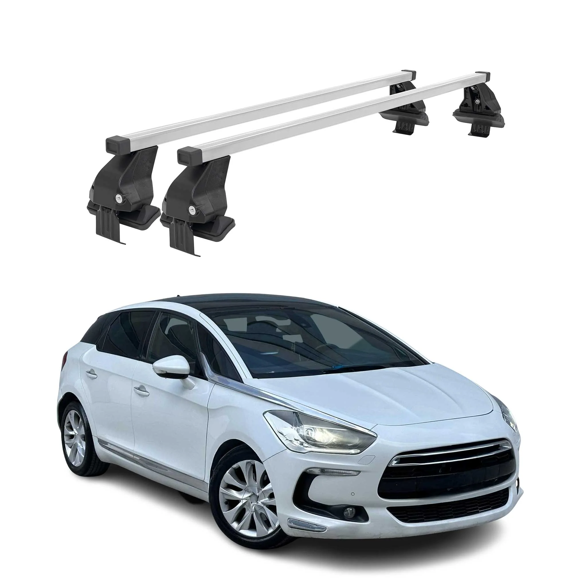 Menabo Dachträger Grundtäger für Citroen DS5 2011-2015 50kg Stahl Silber 2 tlg