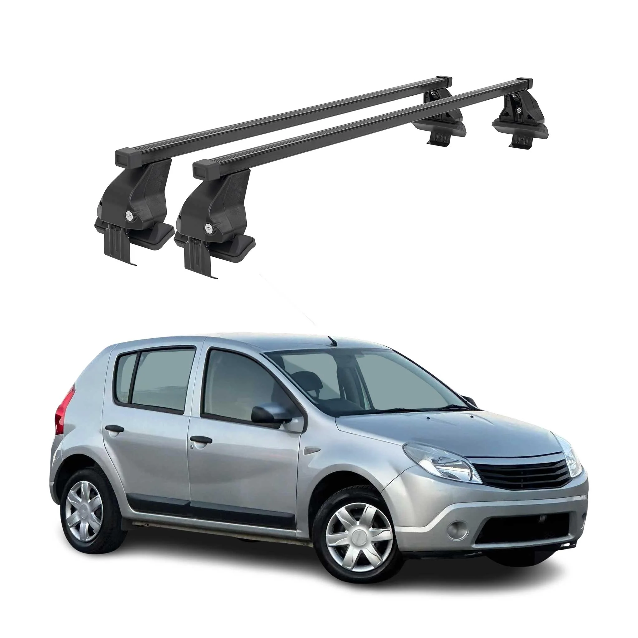 Menabo Dachträger Grundtäger für Dacia Sandero 2007-2012 50kg Stahl Schwarz 2x