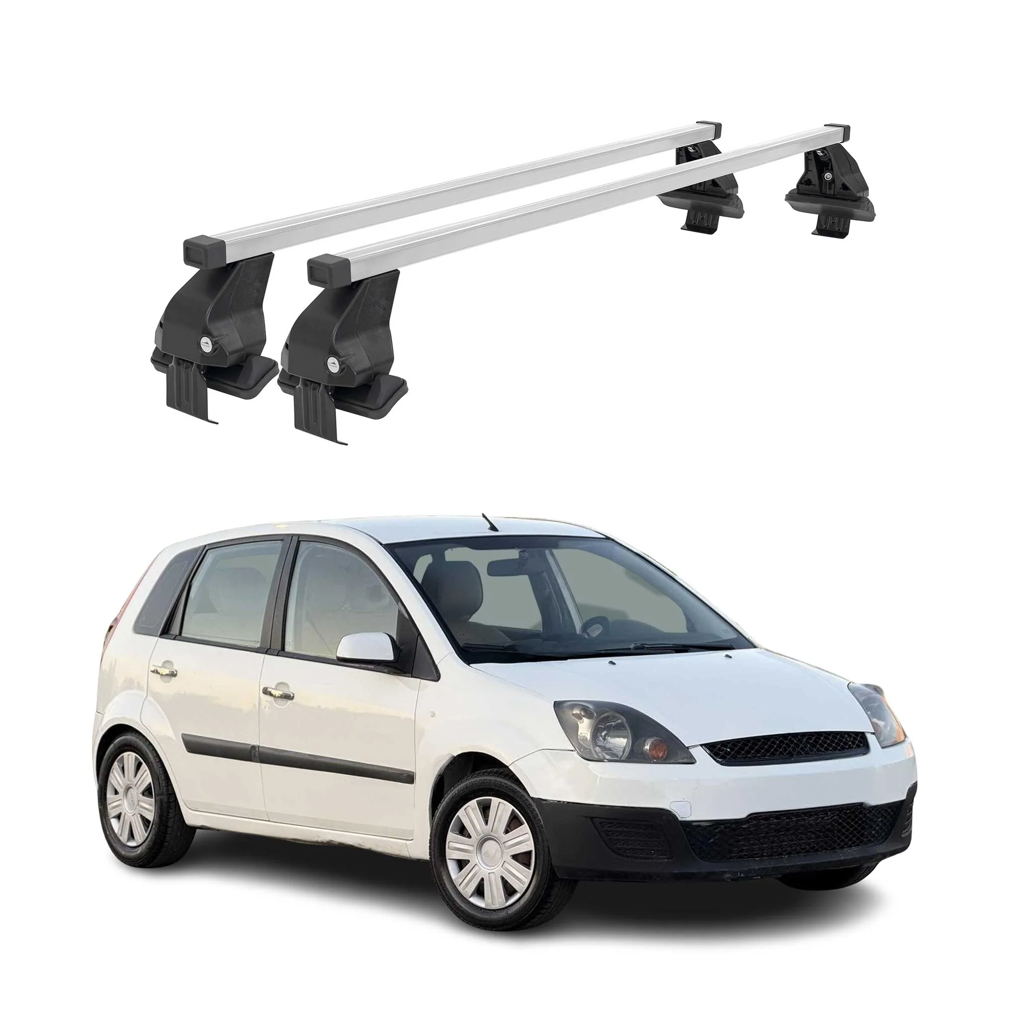 Menabo Dachträger Grundtäger für Ford Fiesta 2002-2008 5tür 50kg Stahl Silber 2x
