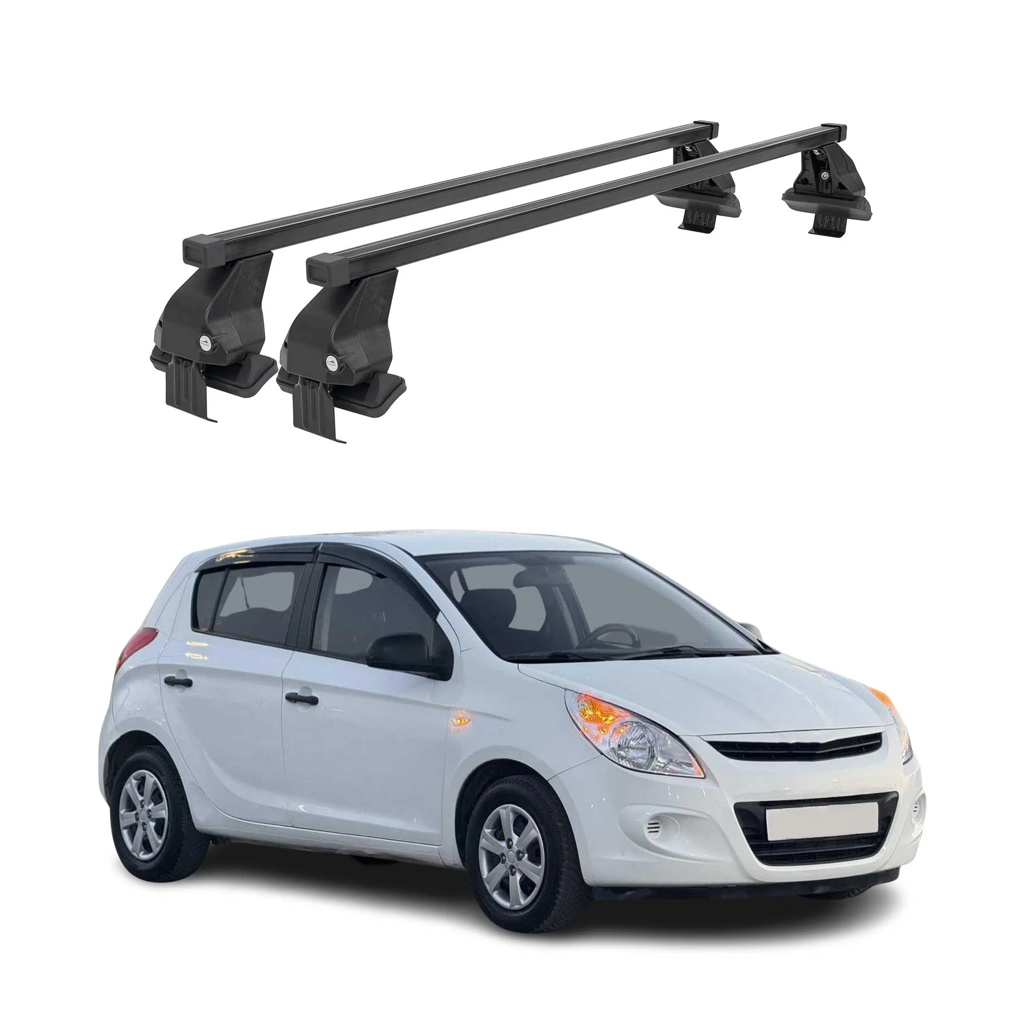 Menabo Dachträger Grundtäger für Hyundai i20 2008-2014 50kg Stahl Schwarz 2 tlg