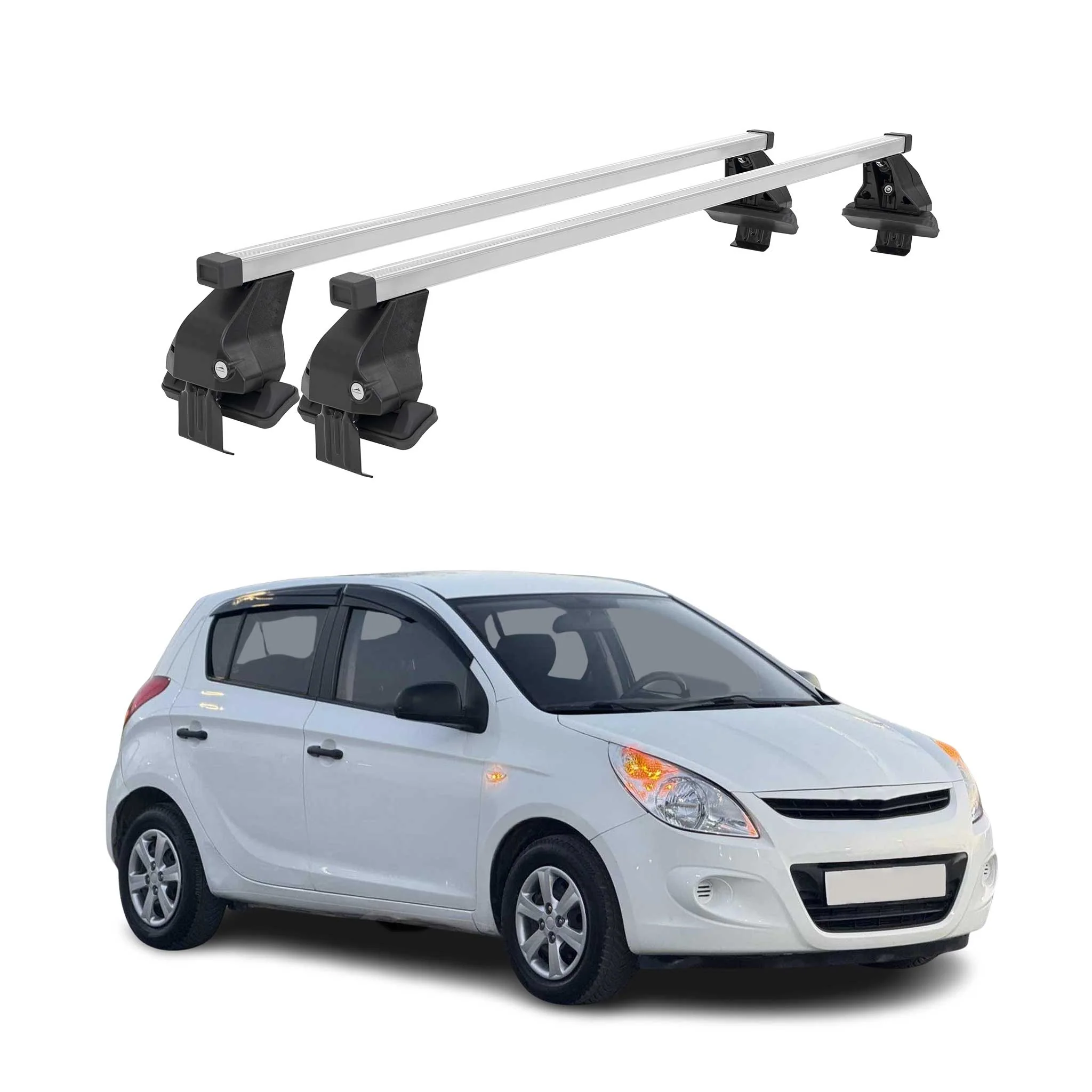 Menabo Dachträger Grundtäger für Hyundai i20 2008-2014 50kg Stahl Silber 2 tlg