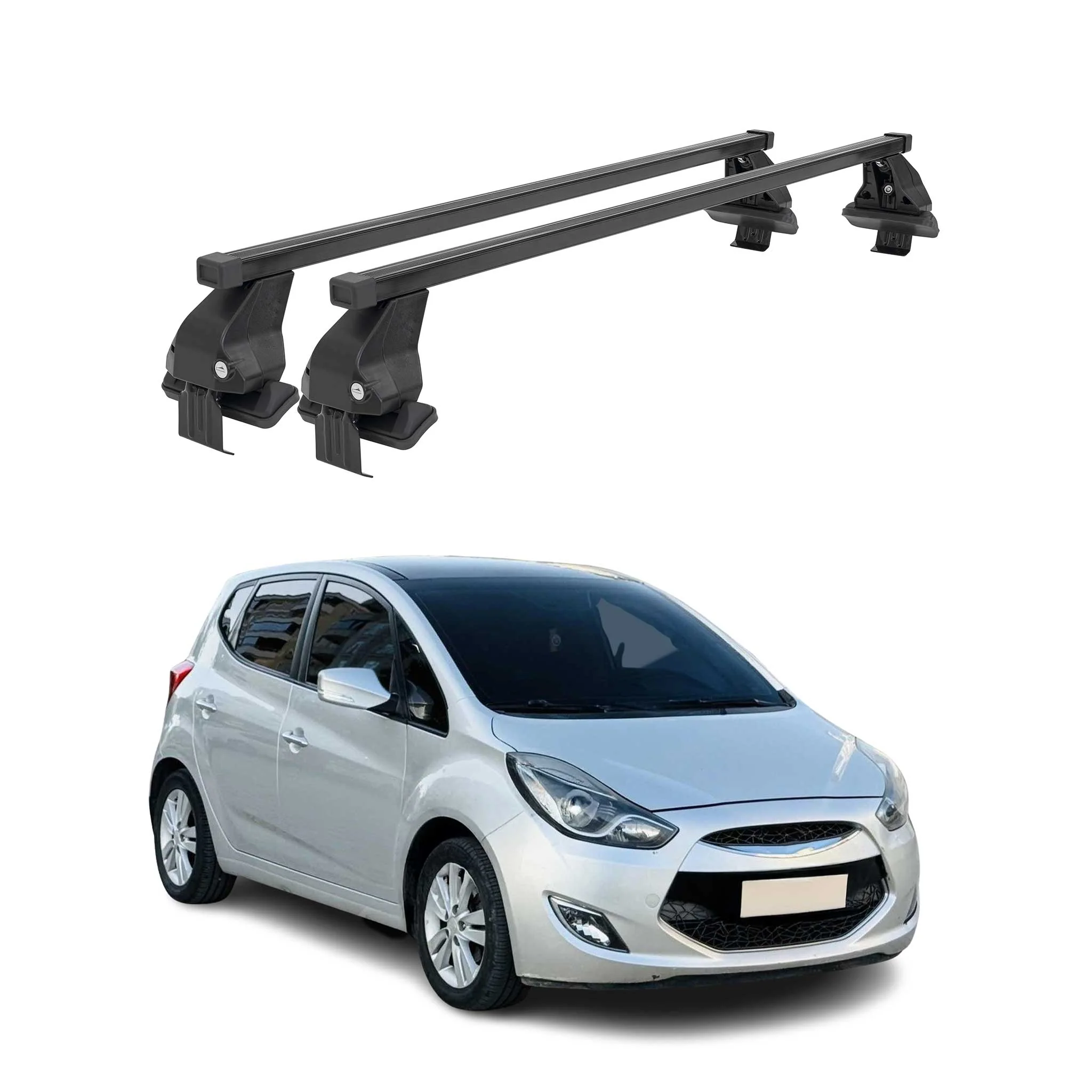 Menabo Dachträger Grundtäger für Hyundai ix20 2010-2015 50kg Stahl Schwarz 2 tlg