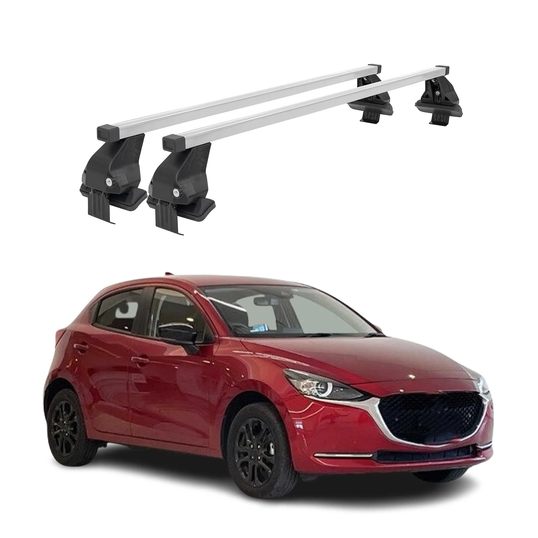 Menabo Dachträger Grundtäger für Mazda 2 2014-2020 50kg Stahl Silber 2 tlg