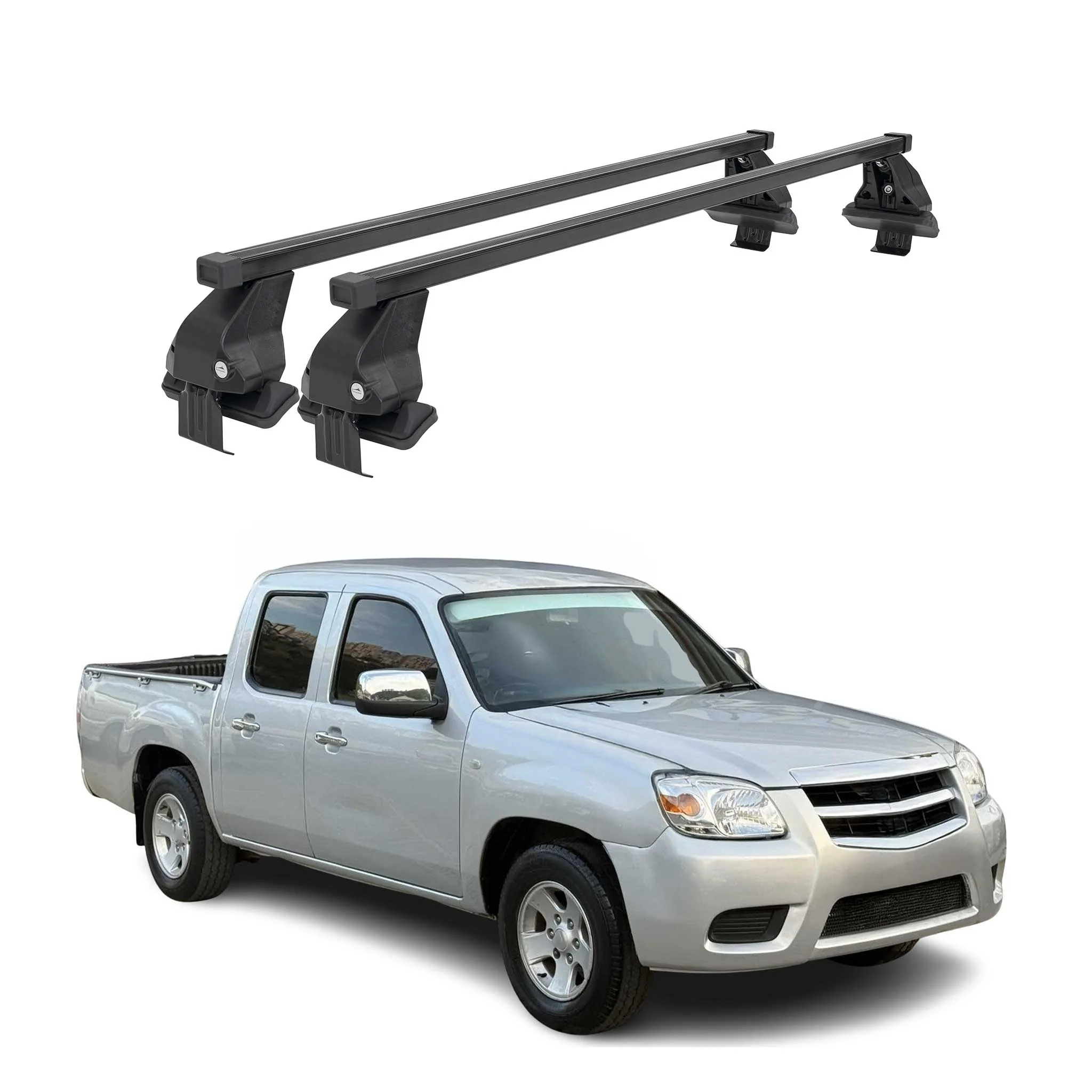 Menabo Dachträger Grundtäger für Mazda BT-50 2011-2020 50kg Stahl Schwarz 2 tlg