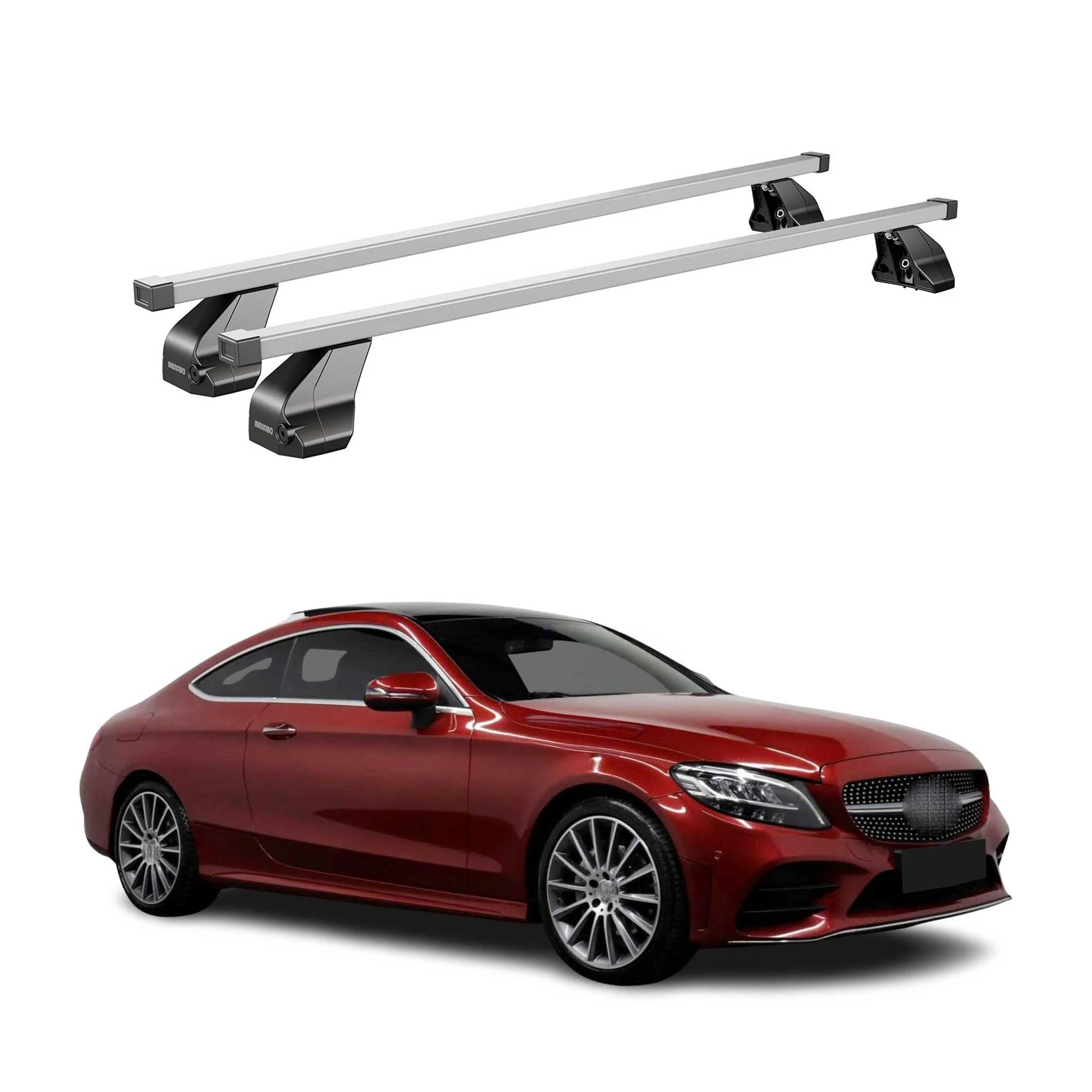 Menabo Dachträger für Mercedes C Klasse C205 Coupe 2016-2023 75kg Stahl Grau 2x