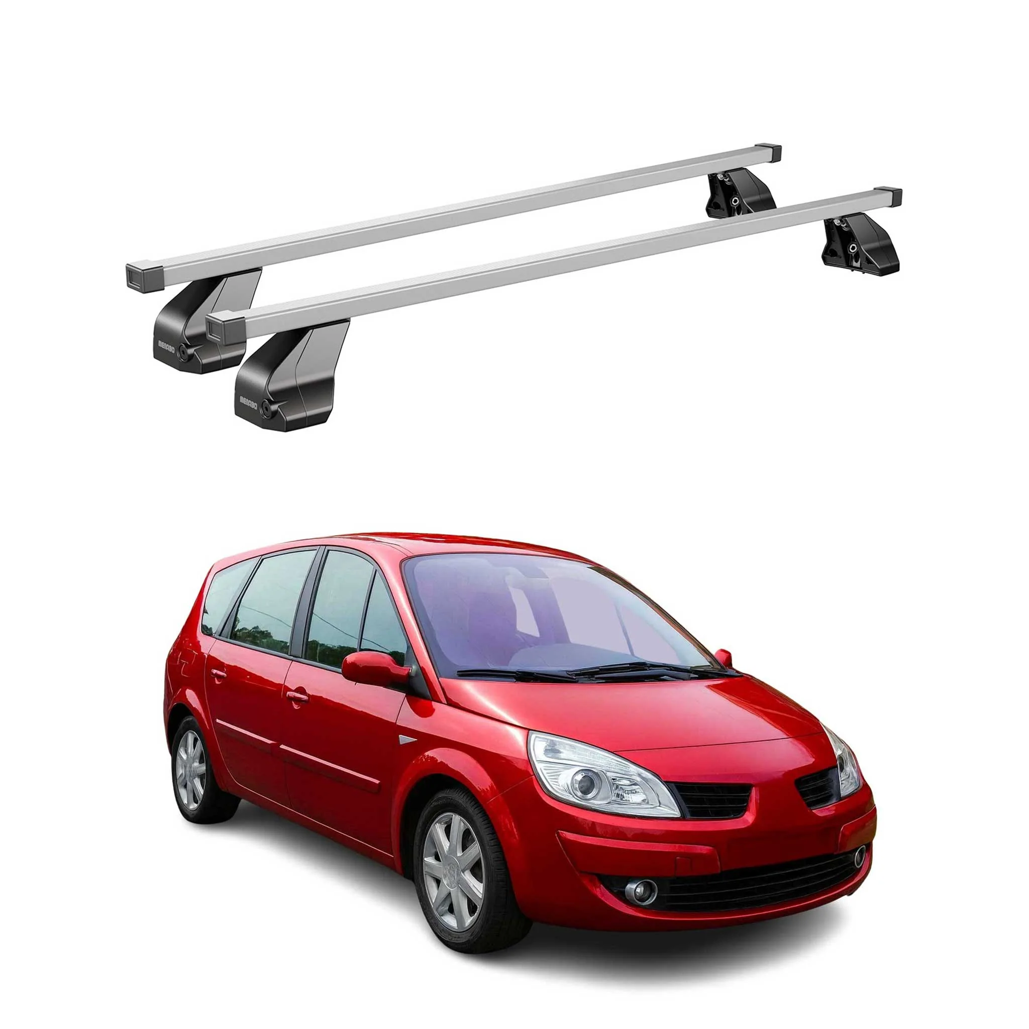 Menabo Dachträger für Renault Grand Scenic mk2 2003-2009 75kg Stahl Silber 2x