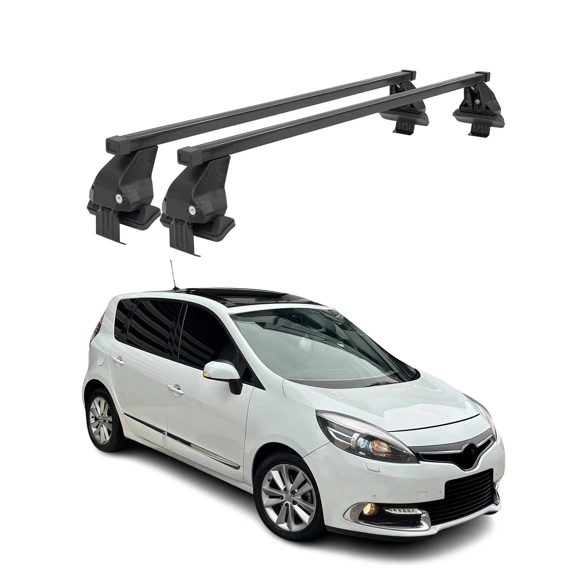 Menabo Dachträger für Renault Grand Scenic mk3 2013-2016 FL 50kg Stahl Schwarz
