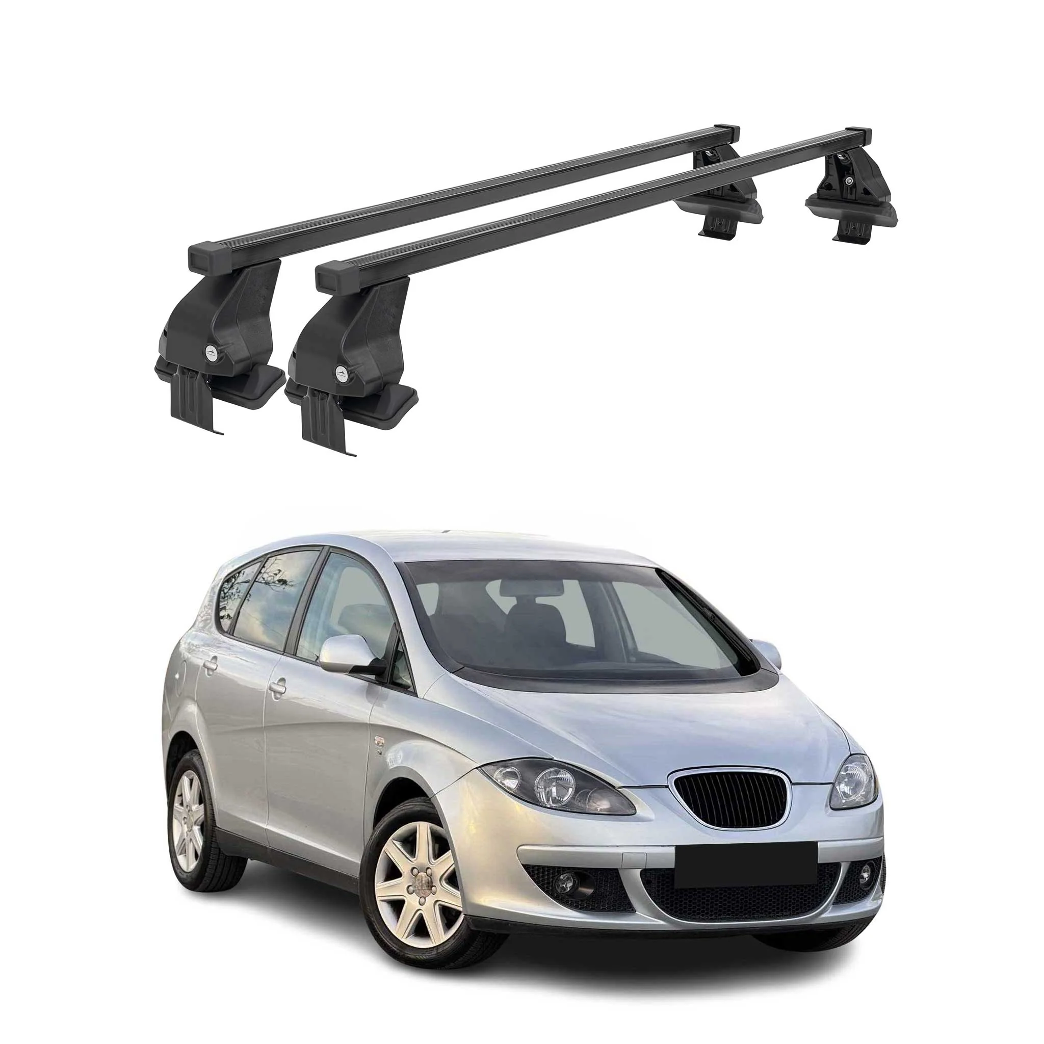 Menabo Dachträger Grundtäger für Seat Altea 2004-2009 Pre-FL 50kg Stahl Schwarz