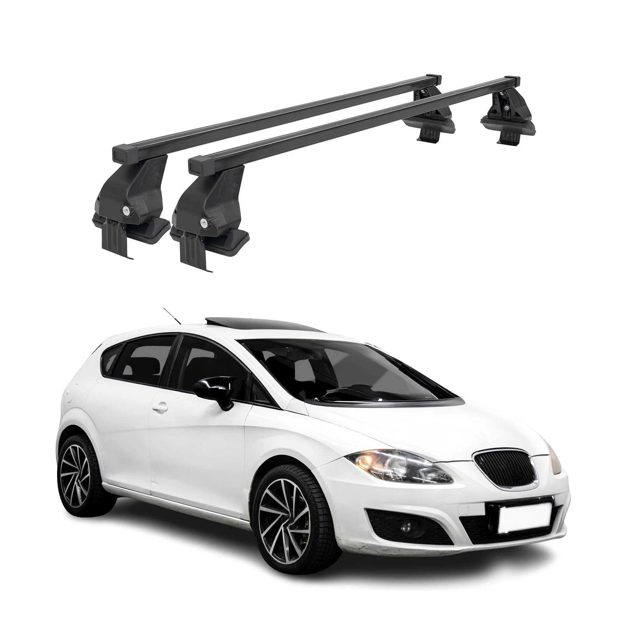 Menabo Dachträger Grundtäger für Seat Leon mk2 2009-2012 FL 50kg Stahl Schwarz