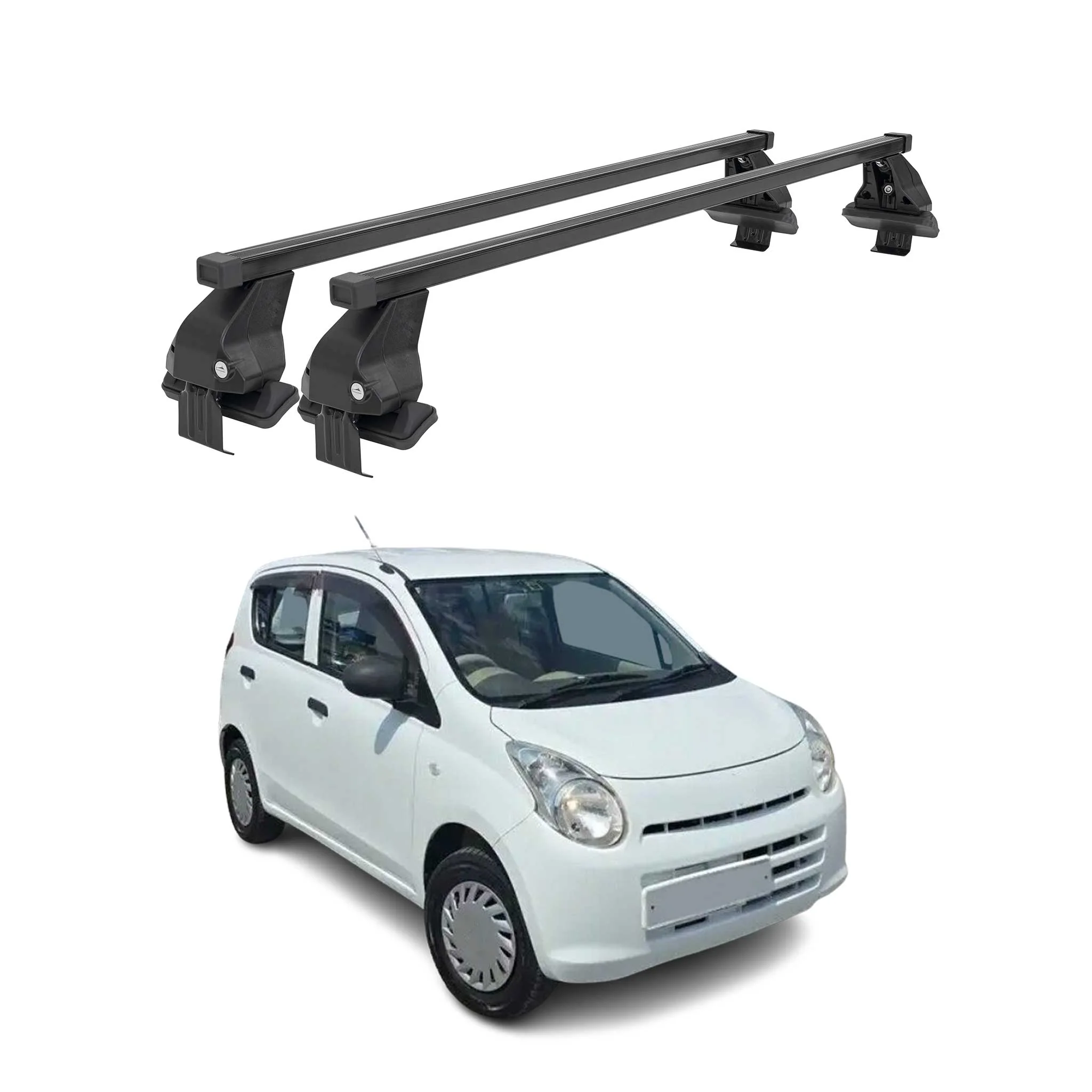 Menabo Dachträger Grundtäger für Suzuki Alto 2009-2014 50kg Stahl Schwarz 2 tlg