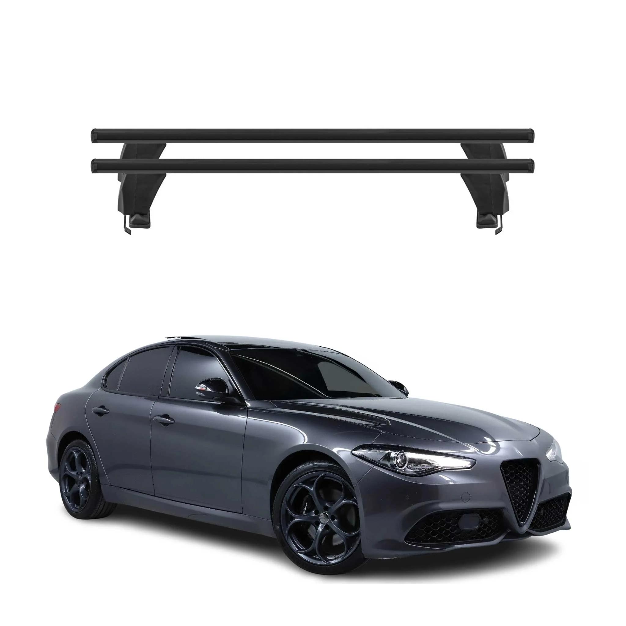 Menabo Dachträger Grundtäger für Alfa Romeo Giulia 2016-2026 50kg Alu Schwarz 2x