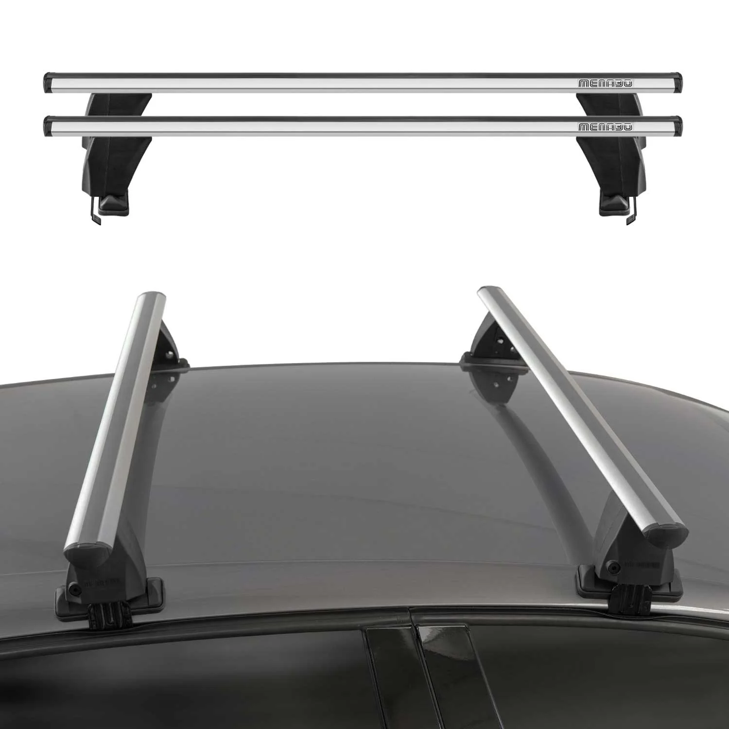 Menabo Dachträger für Audi A1 8XA Sportback 5tür 2012-2018 50kg Alu Silber 2x - Image 2