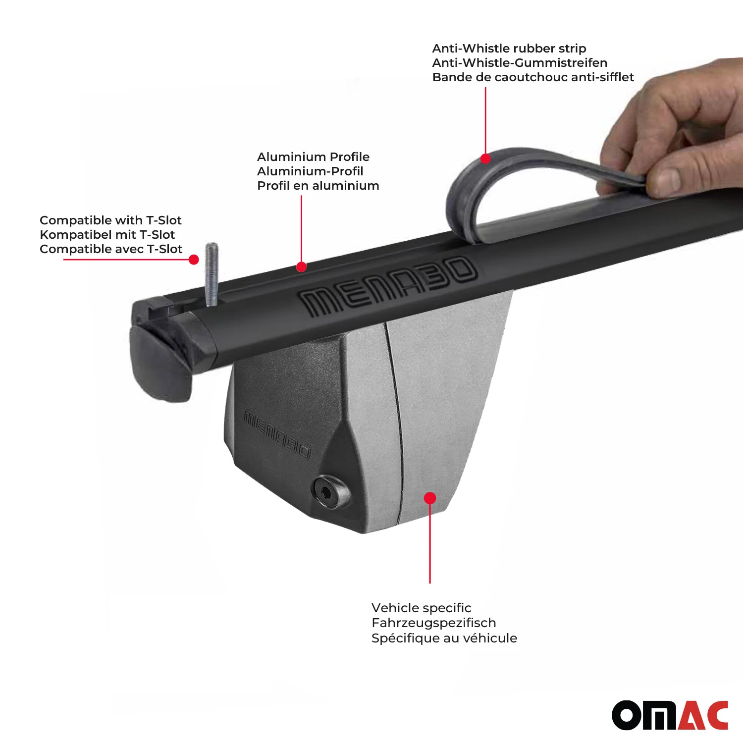 Menabo Dachträger Grundtäger für Citroen Jumpy 2007-2016 75kg Alu Schwarz 2 tlg - Image 5