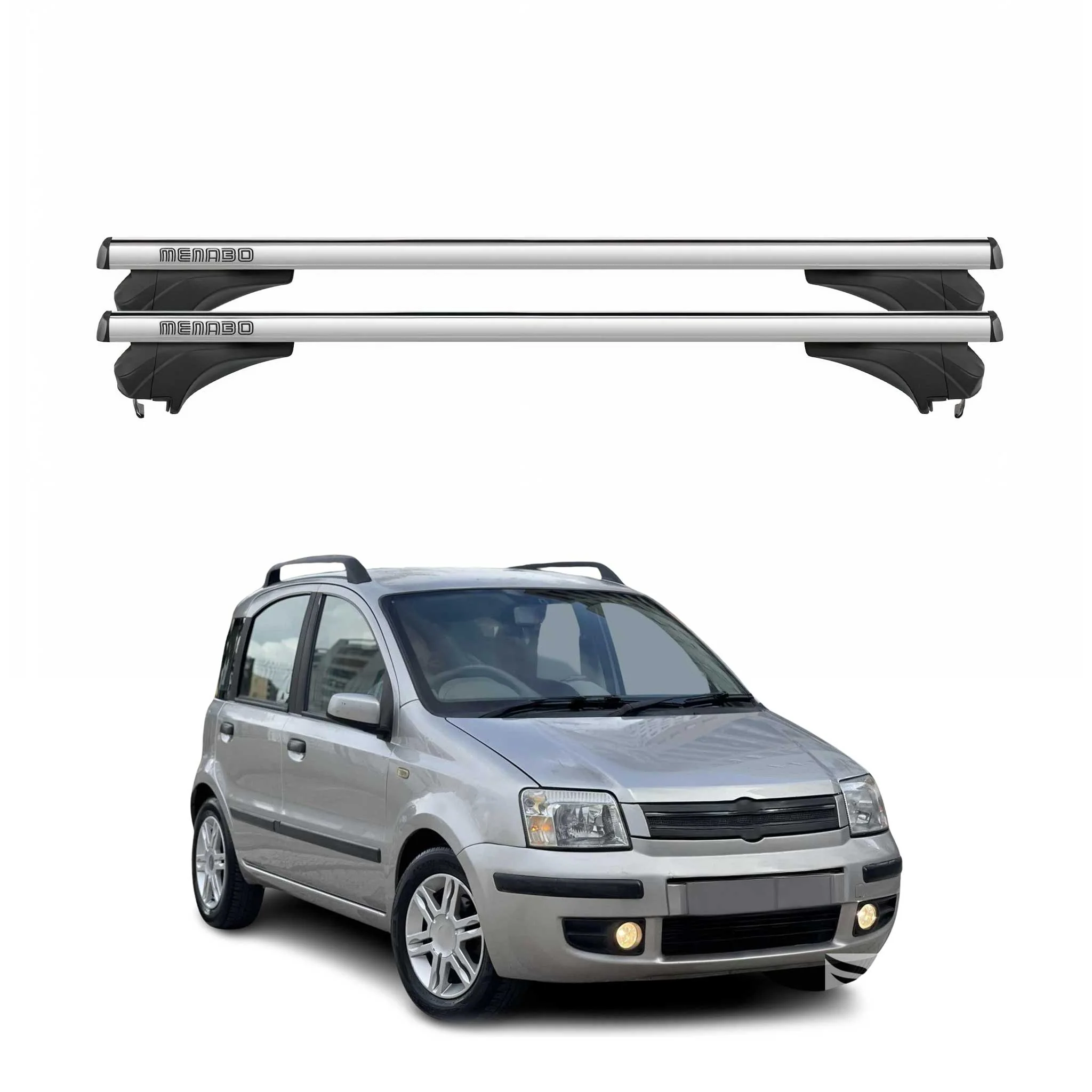 Menabo Dachträger Grundtäger für Fiat Panda II 169 2003-2012 Aluminium Silber 2x