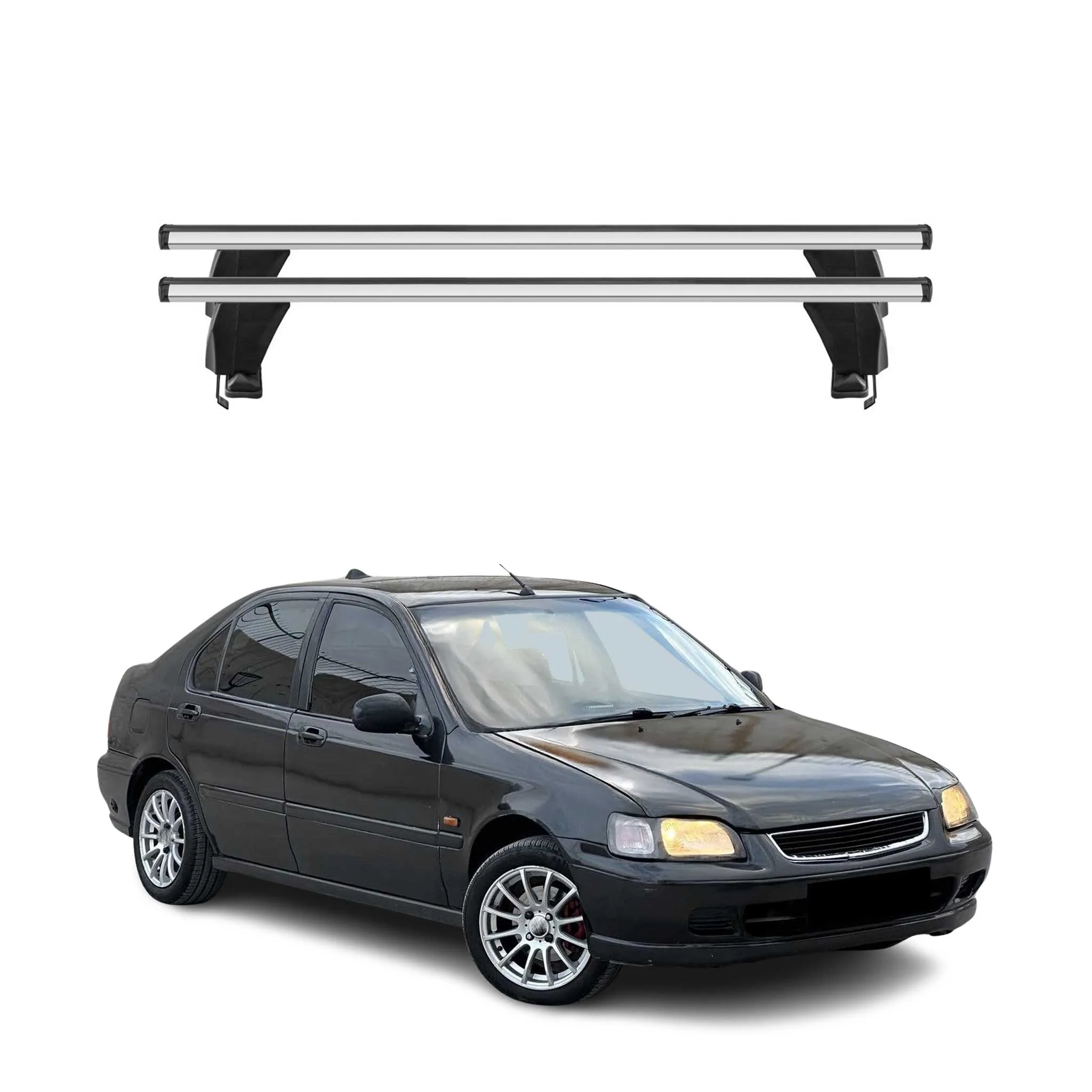 Menabo Dachträger für Honda Civic mk6 Schrägheck 1995-2000 50kg Alu Silber 2x