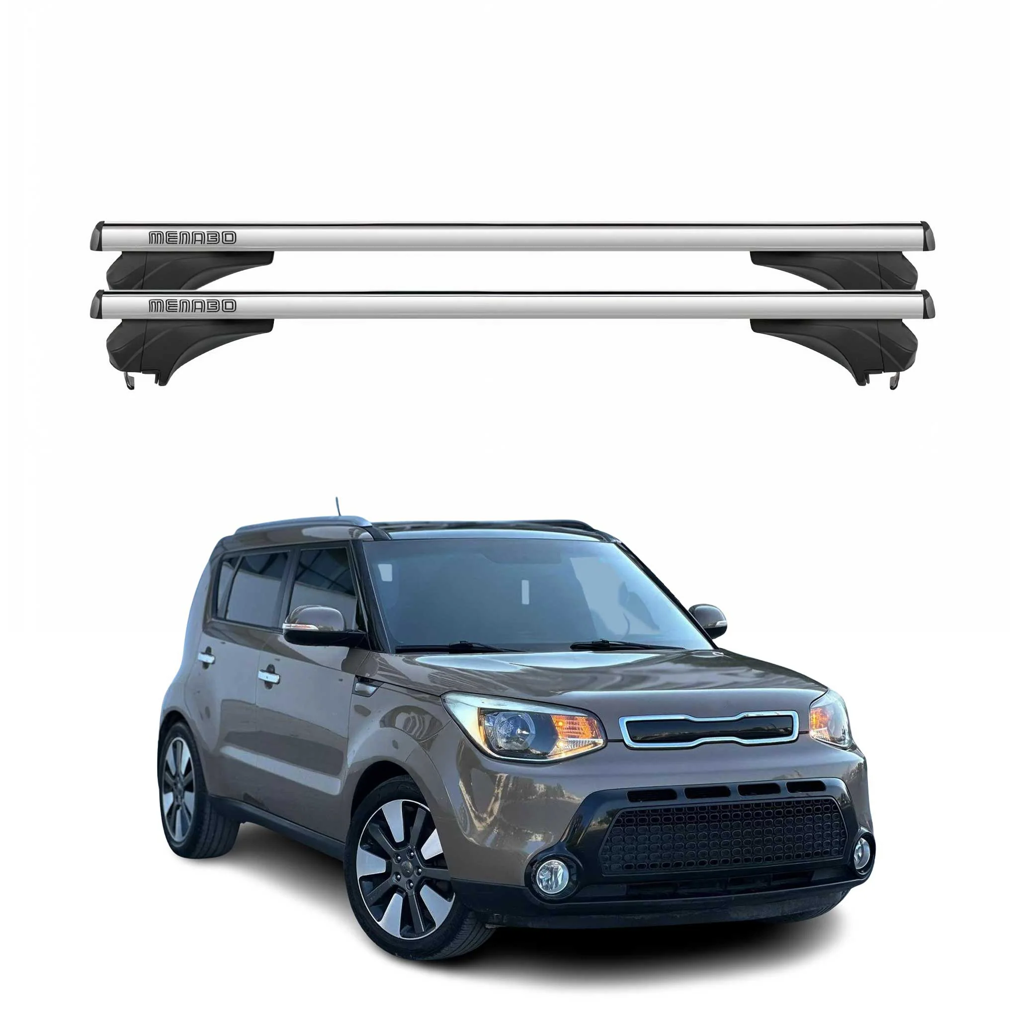 Menabo Dachträger Grundtäger für KIA Soul 2013-2018 Aluminium Silber 2 tlg