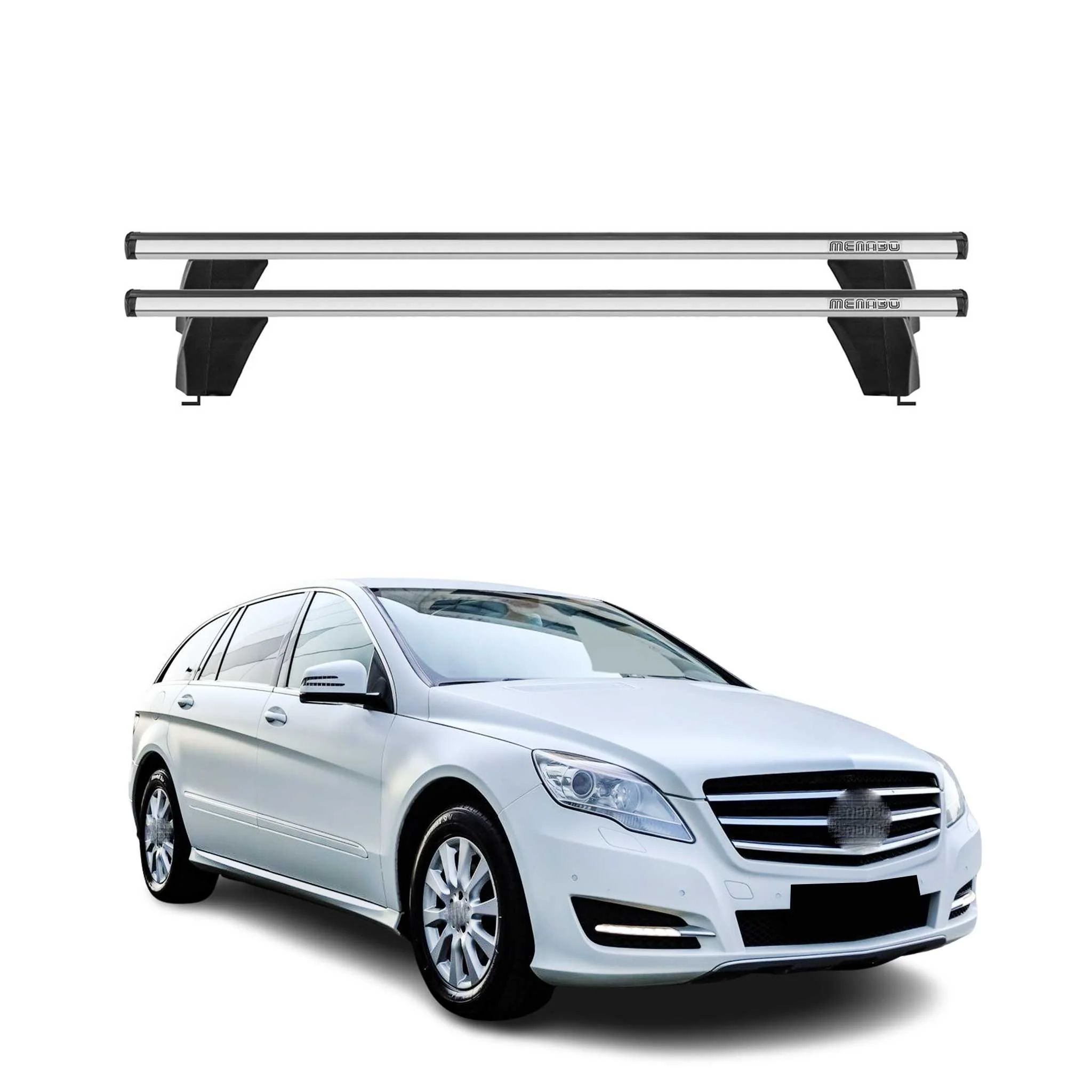 Menabo Dachträger Grundtäger für Mercedes R Klasse W251 2006-2013 75kg Silber 2x