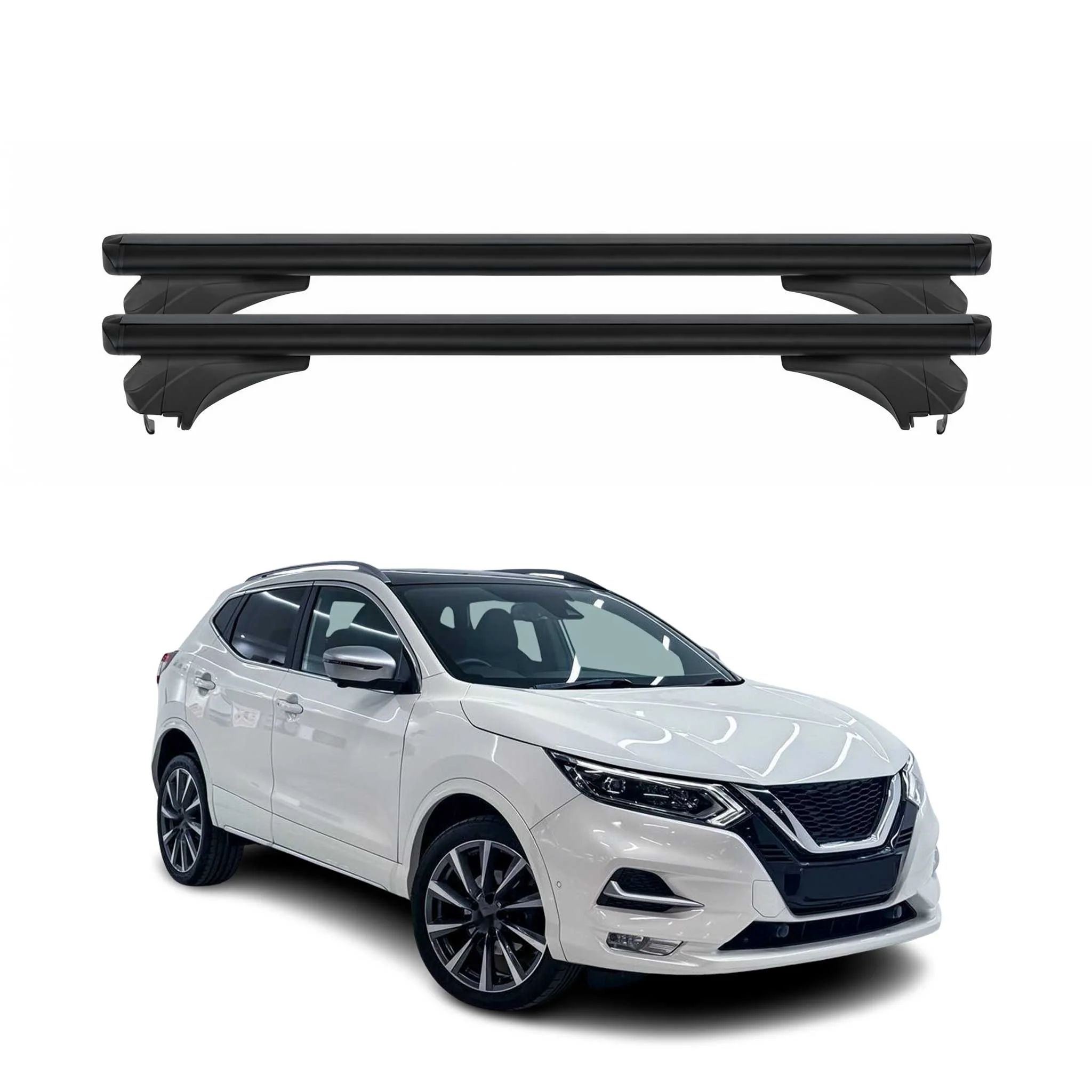 Menabo Dachträger Grundtäger für Nissan Qashqai J11 2014-2021 Alu Schwarz 2 tlg