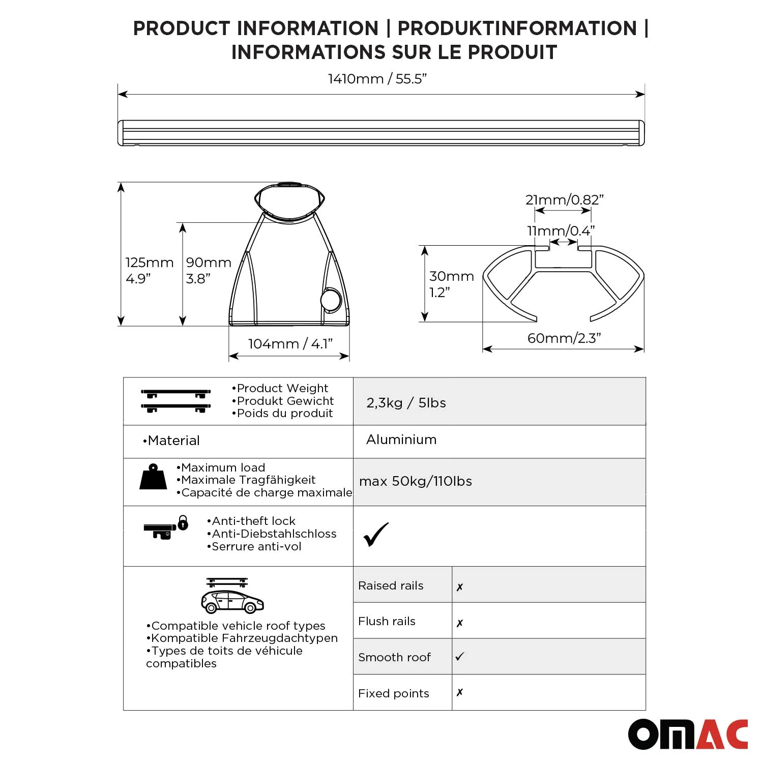 Menabo Dachträger für Renault Captur mk1 2013-2017 Pre-FL 50kg Alu Silber 2x - Image 4