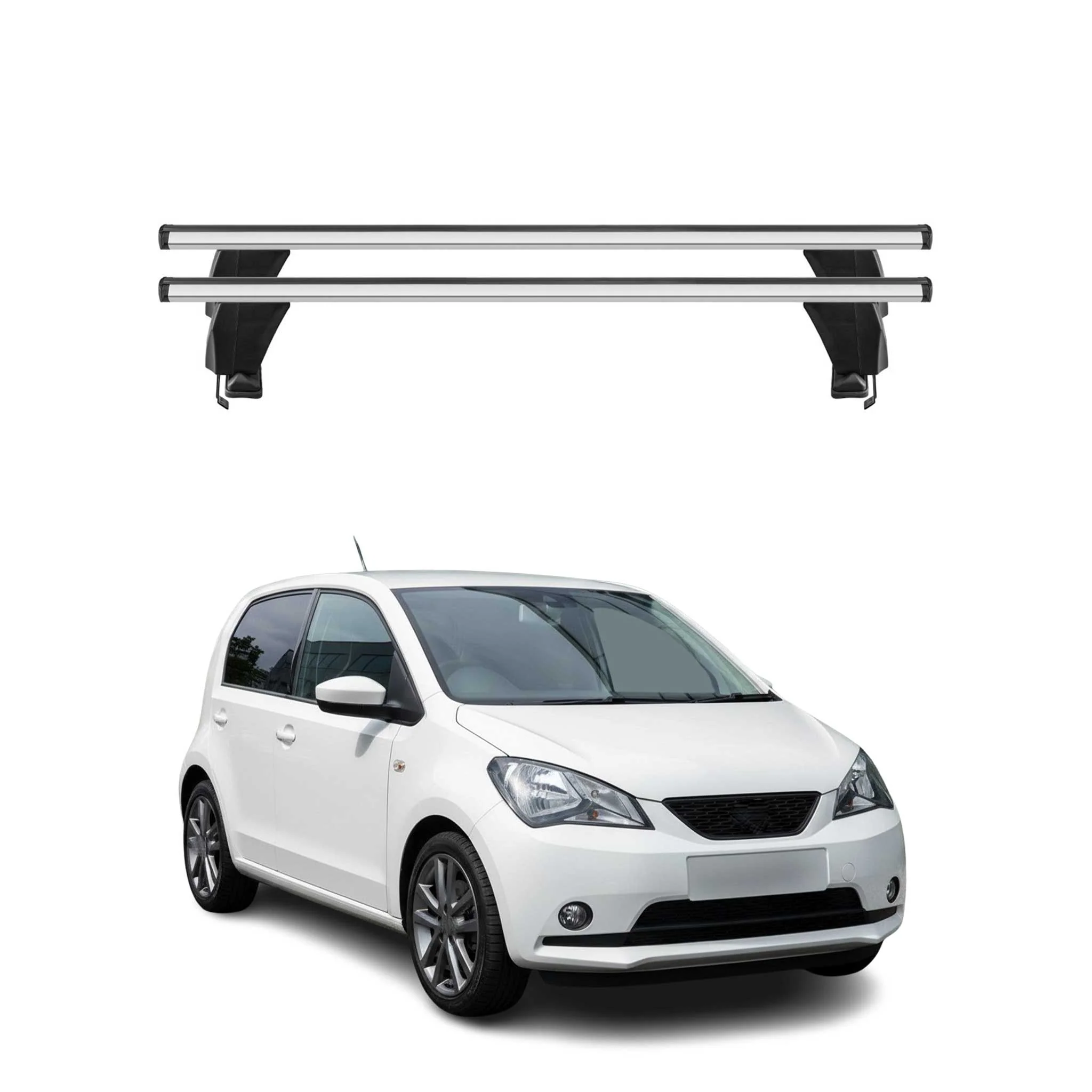 Menabo Dachträger Grundtäger für Seat Mii 2011-2021 50kg Aluminium Silber 2 tlg
