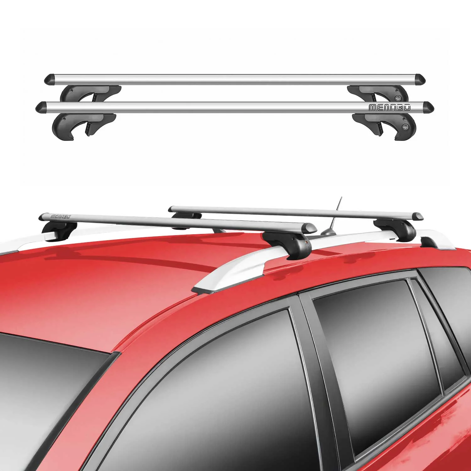 Menabo Dachträger Grundtäger für VW Sharan 7M1B 2004-2010 FL 90kg Alu Silber 2x - Image 2