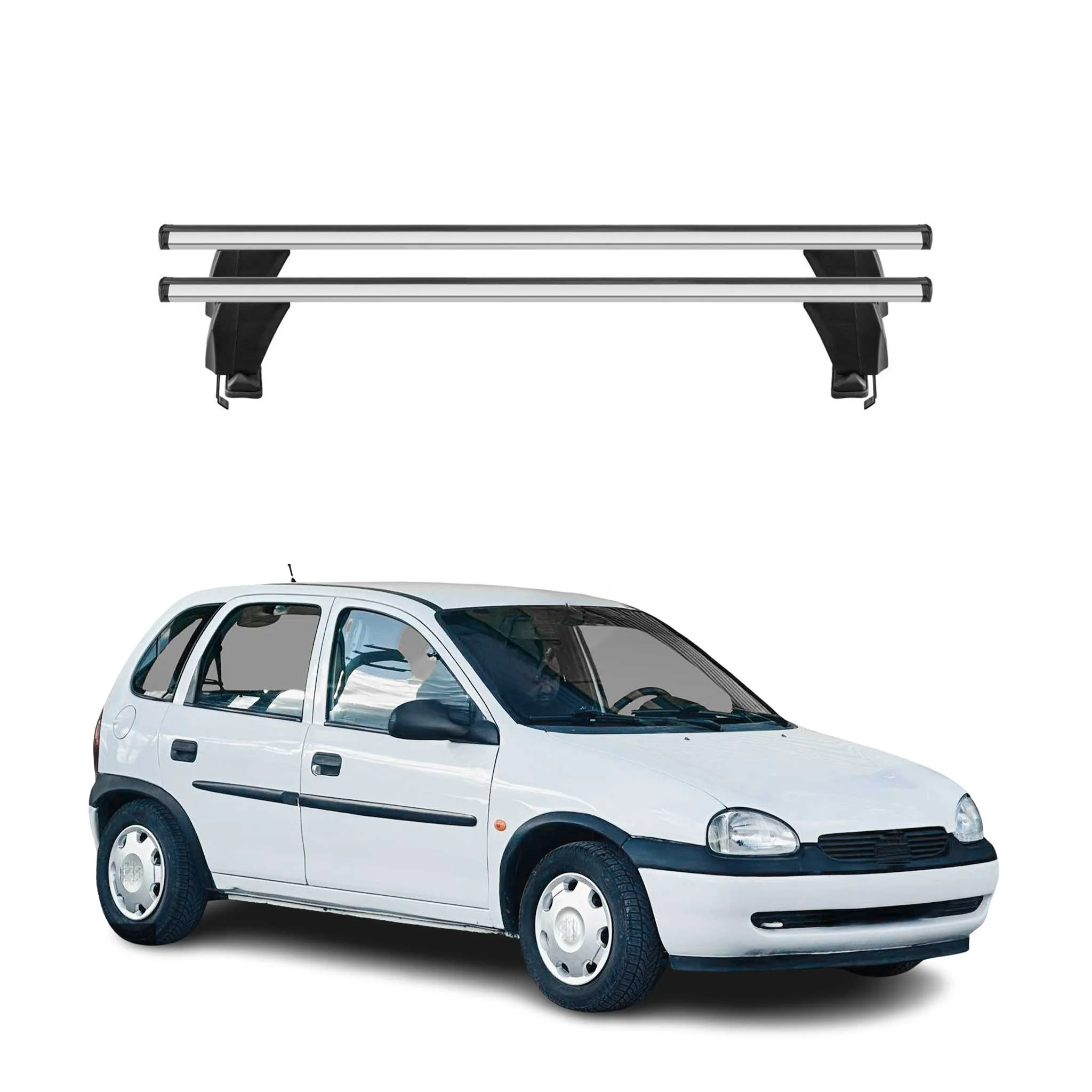 Menabo Dachträger Grundtäger für Opel Corsa B 1993-2000 50kg Alu Silber 2 tlg